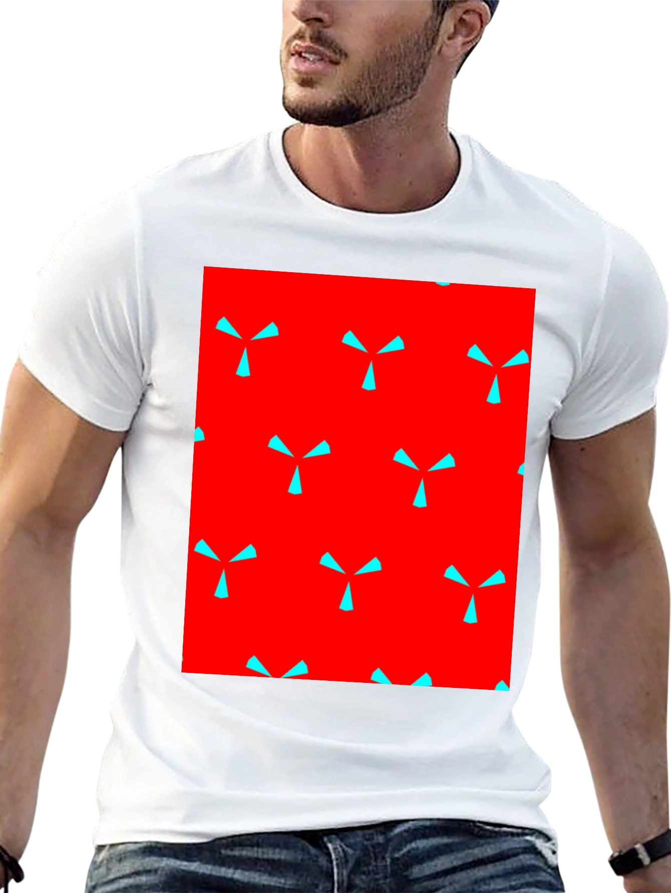 Bold Pattern Tee - Red & Blue Design