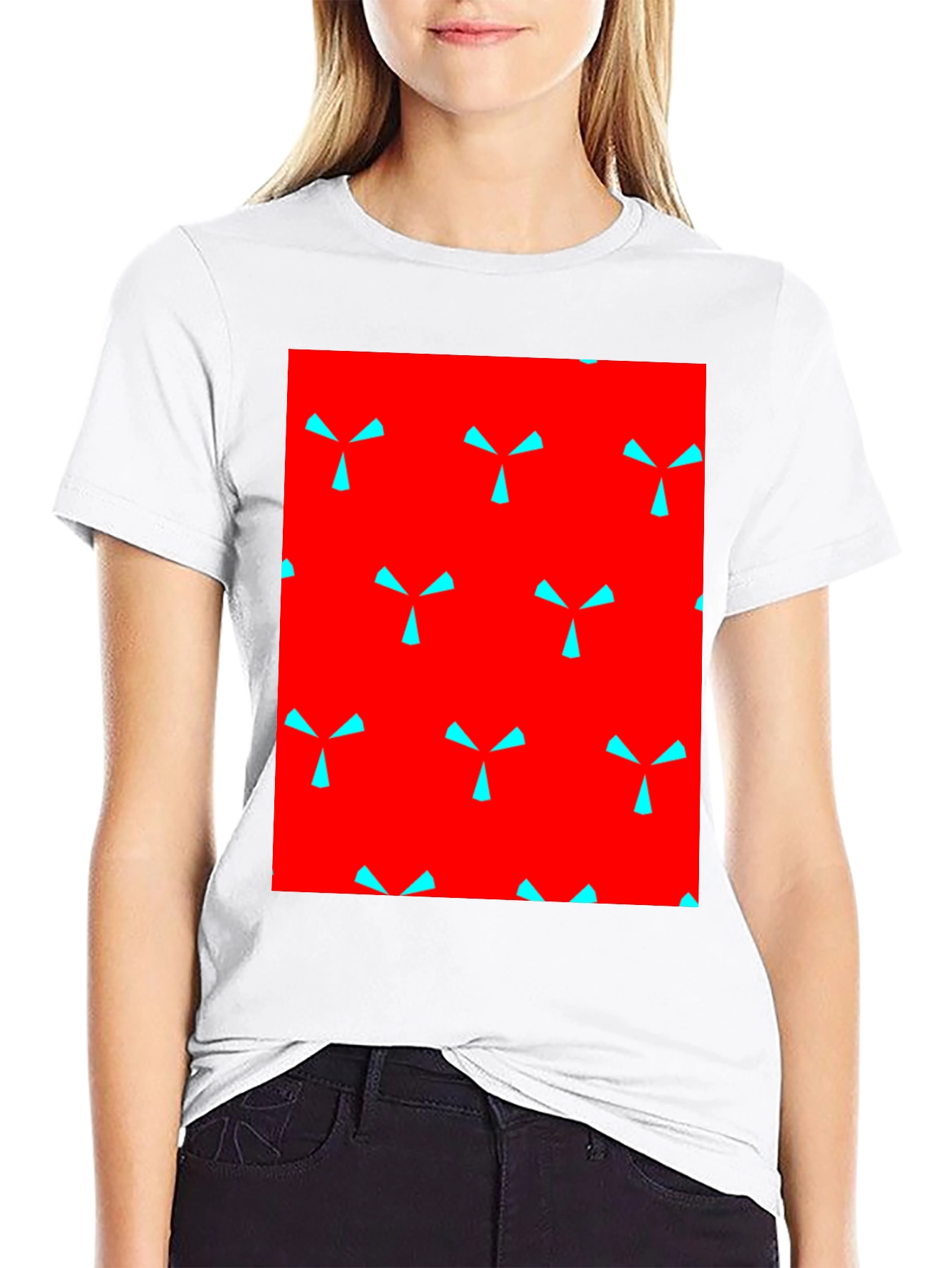 Bold Pattern Tee - Red & Blue Design