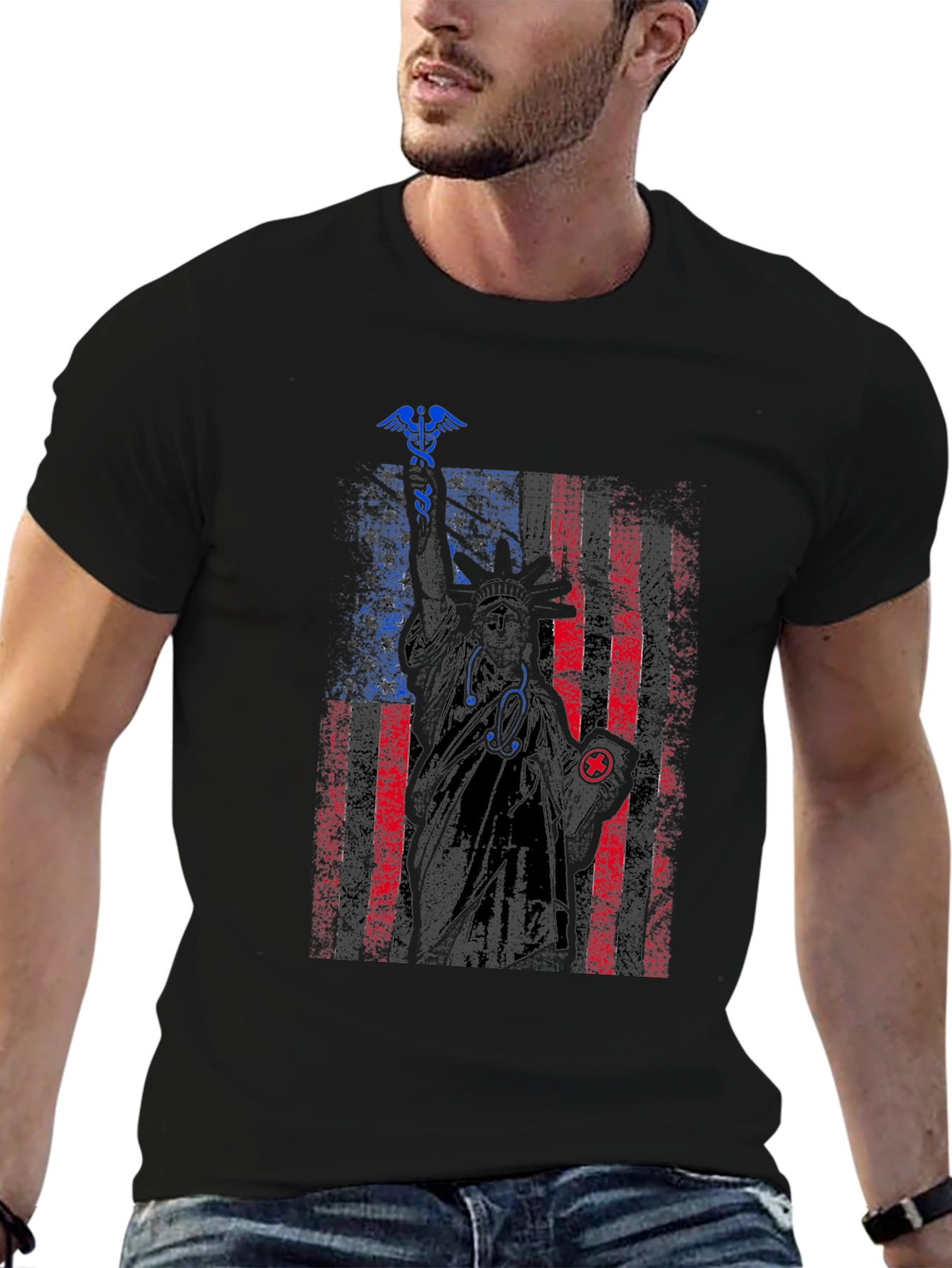 Patriotic Nurse Statue of Liberty Graphic Tee