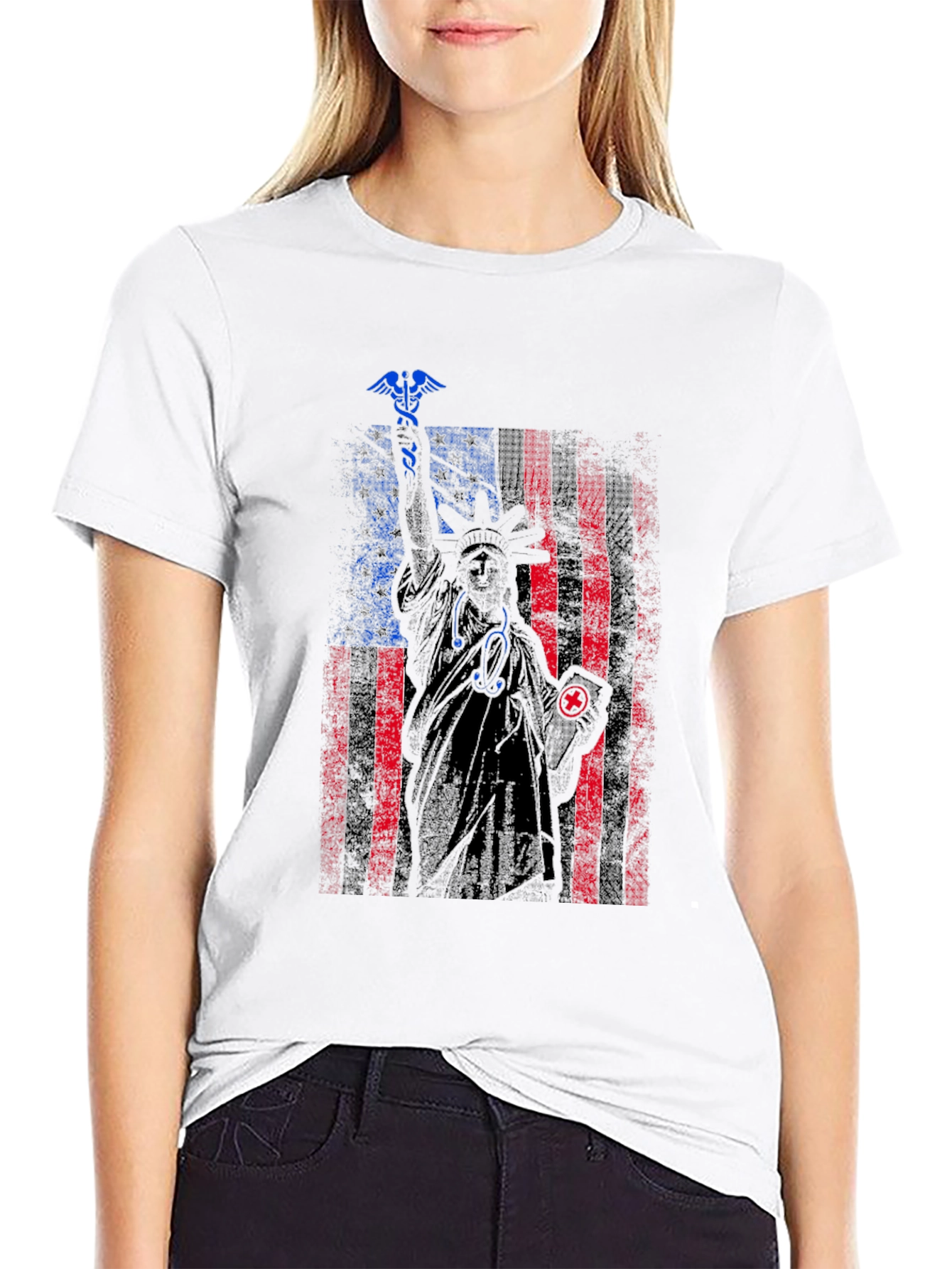 Patriotic Nurse Statue of Liberty Graphic Tee