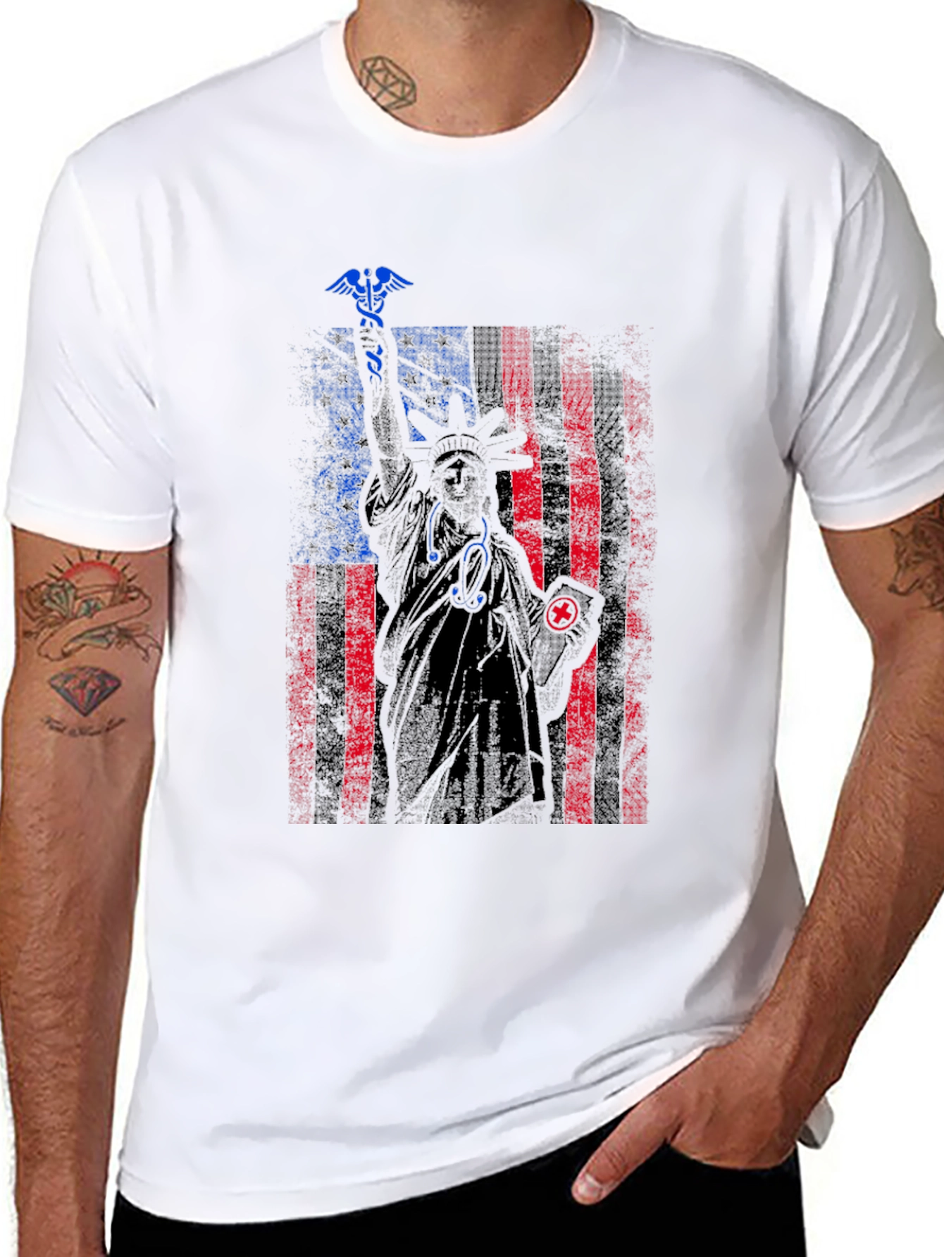 Patriotic Nurse Statue of Liberty Graphic Tee