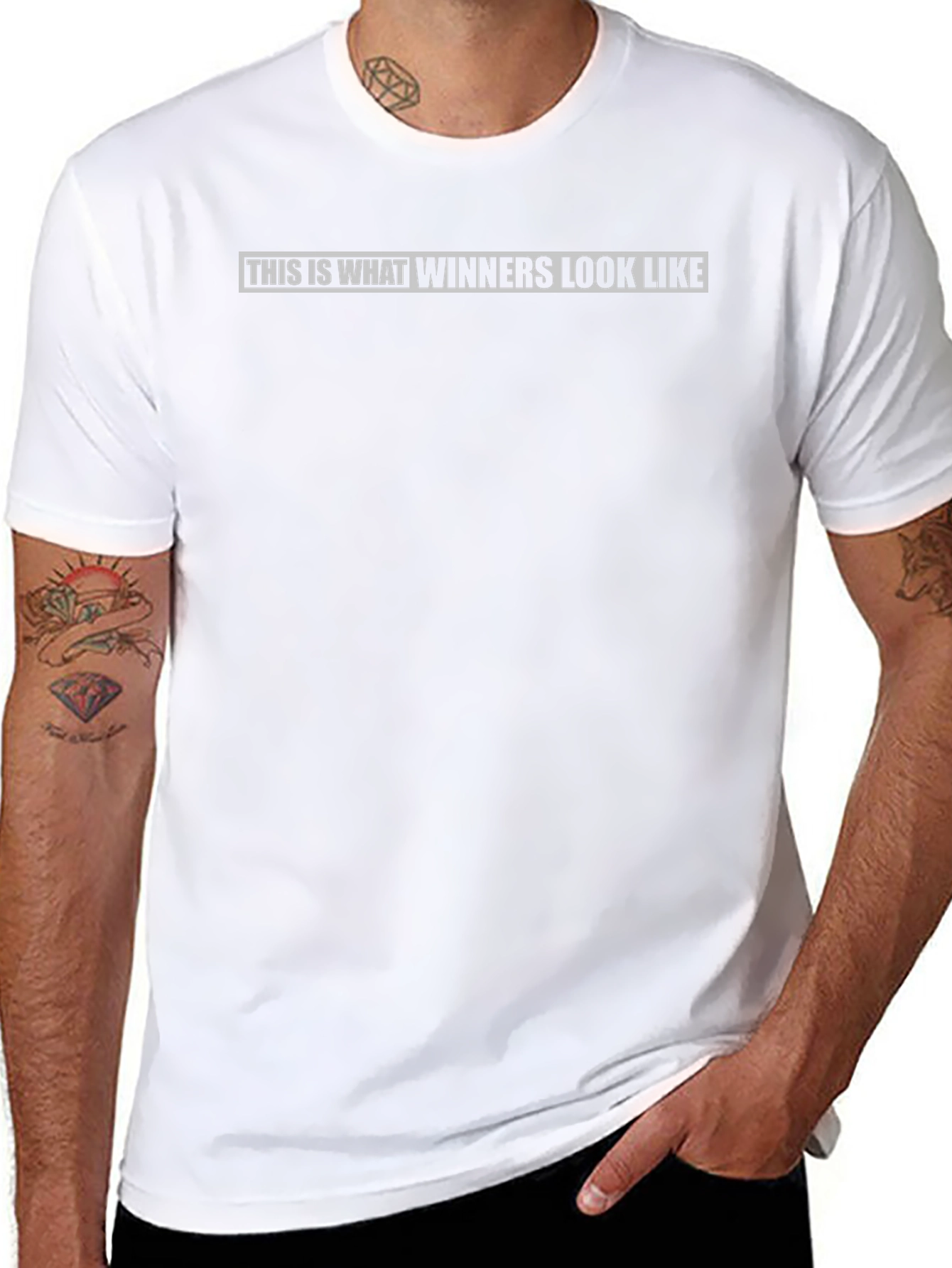 Winners Look T-Shirt - Black Crew Neck Tee