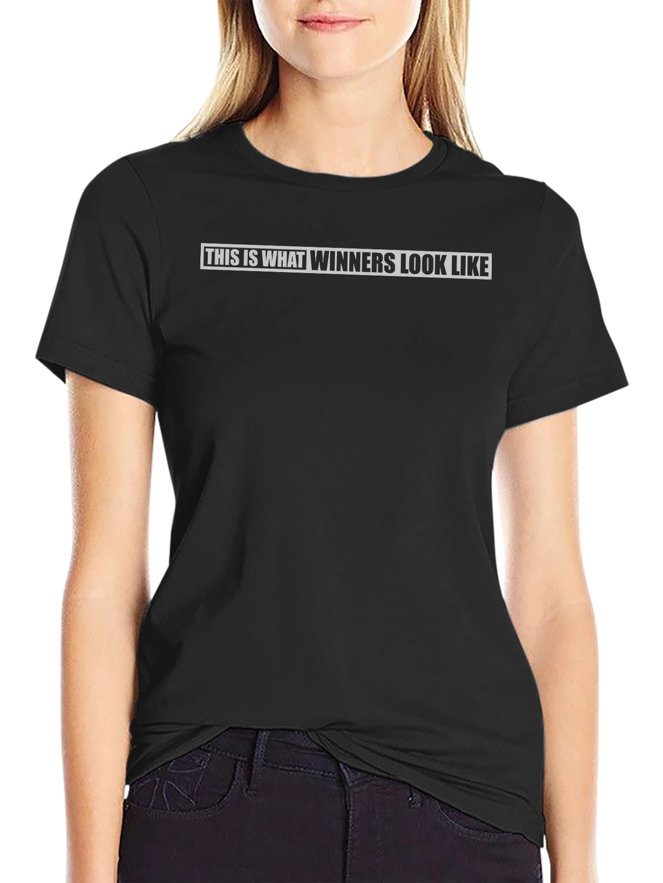 Winners Look T-Shirt - Black Crew Neck Tee