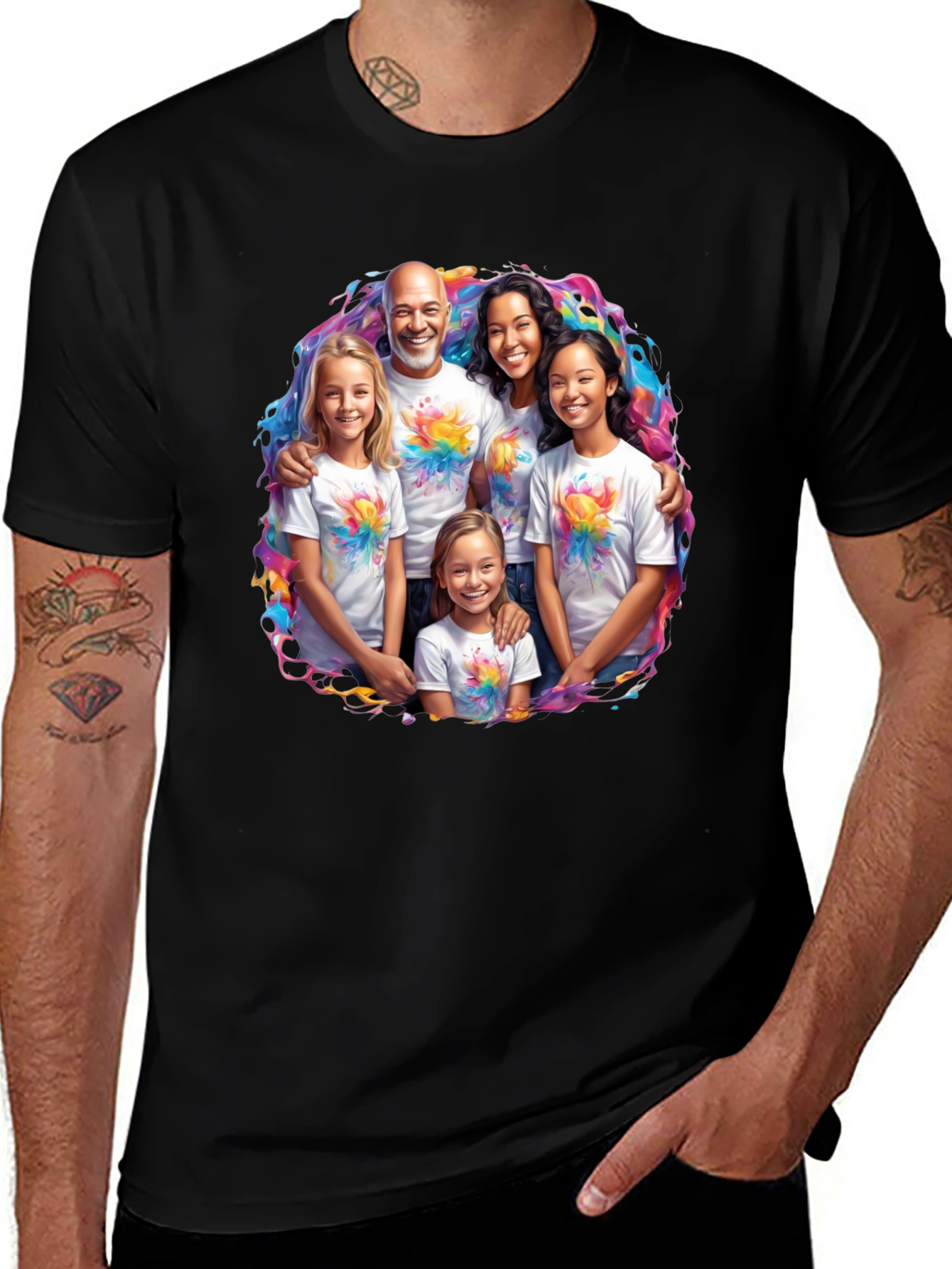 Family Portrait T-Shirt - Vibrant Design