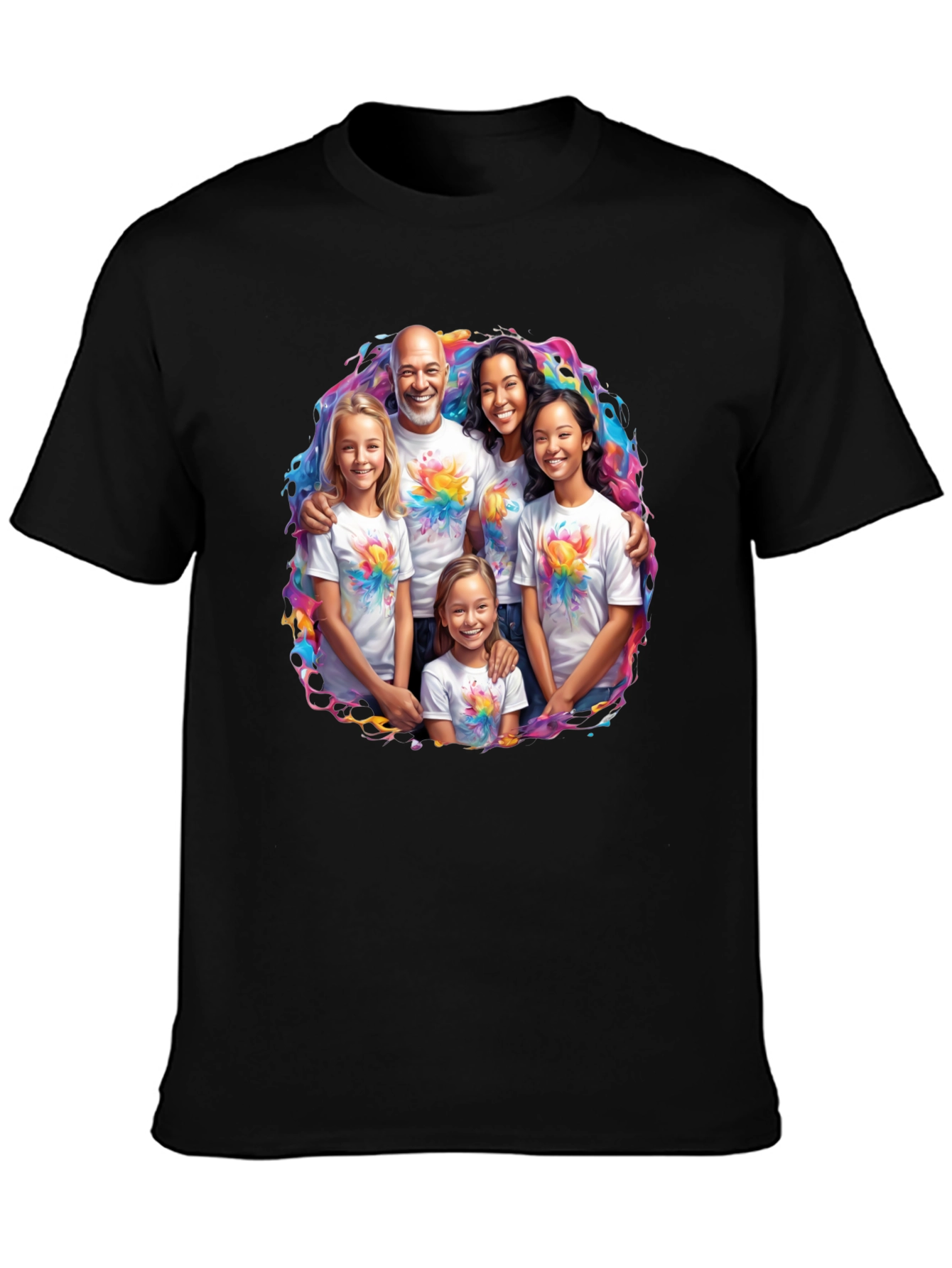 Family Portrait T-Shirt - Vibrant Design