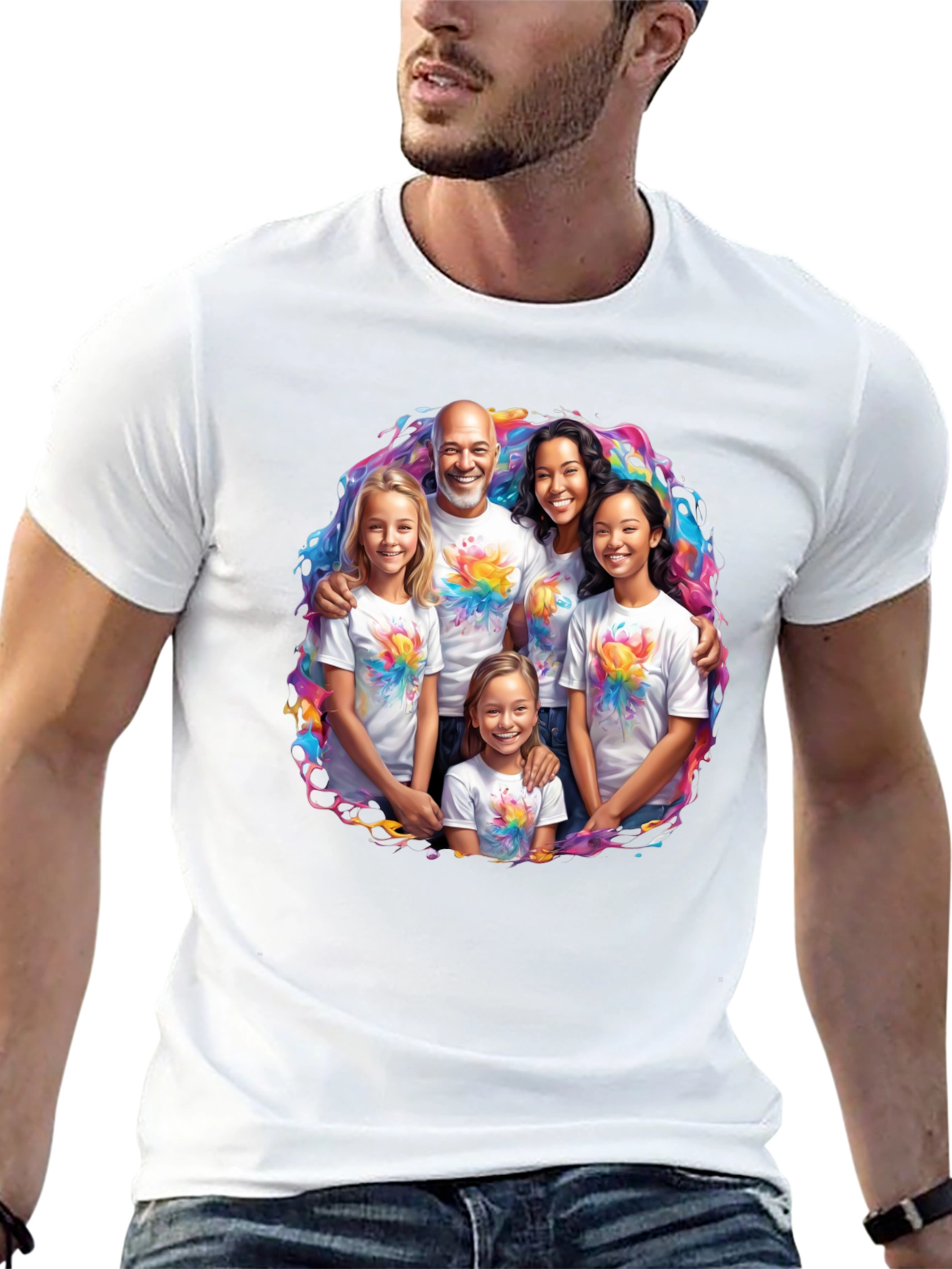 Family Portrait T-Shirt - Vibrant Design