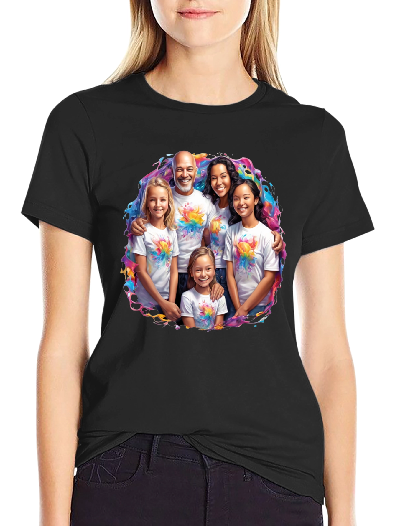 Family Portrait T-Shirt - Vibrant Design