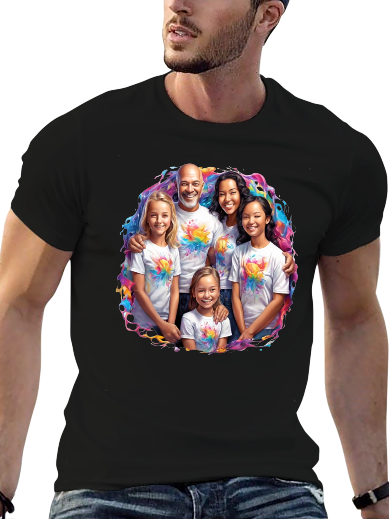 Family Portrait T-Shirt - Vibrant Design