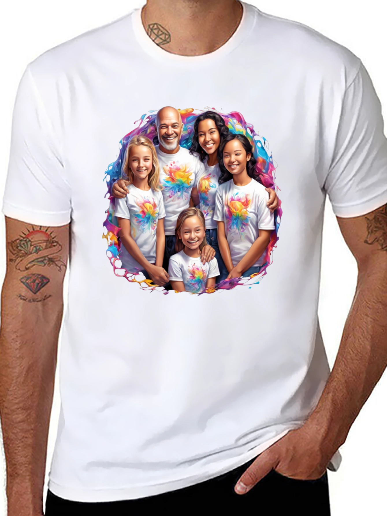 Family Portrait T-Shirt - Vibrant Design