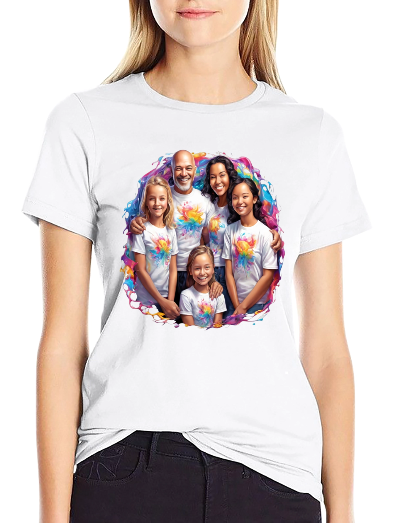 Family Portrait T-Shirt - Vibrant Design