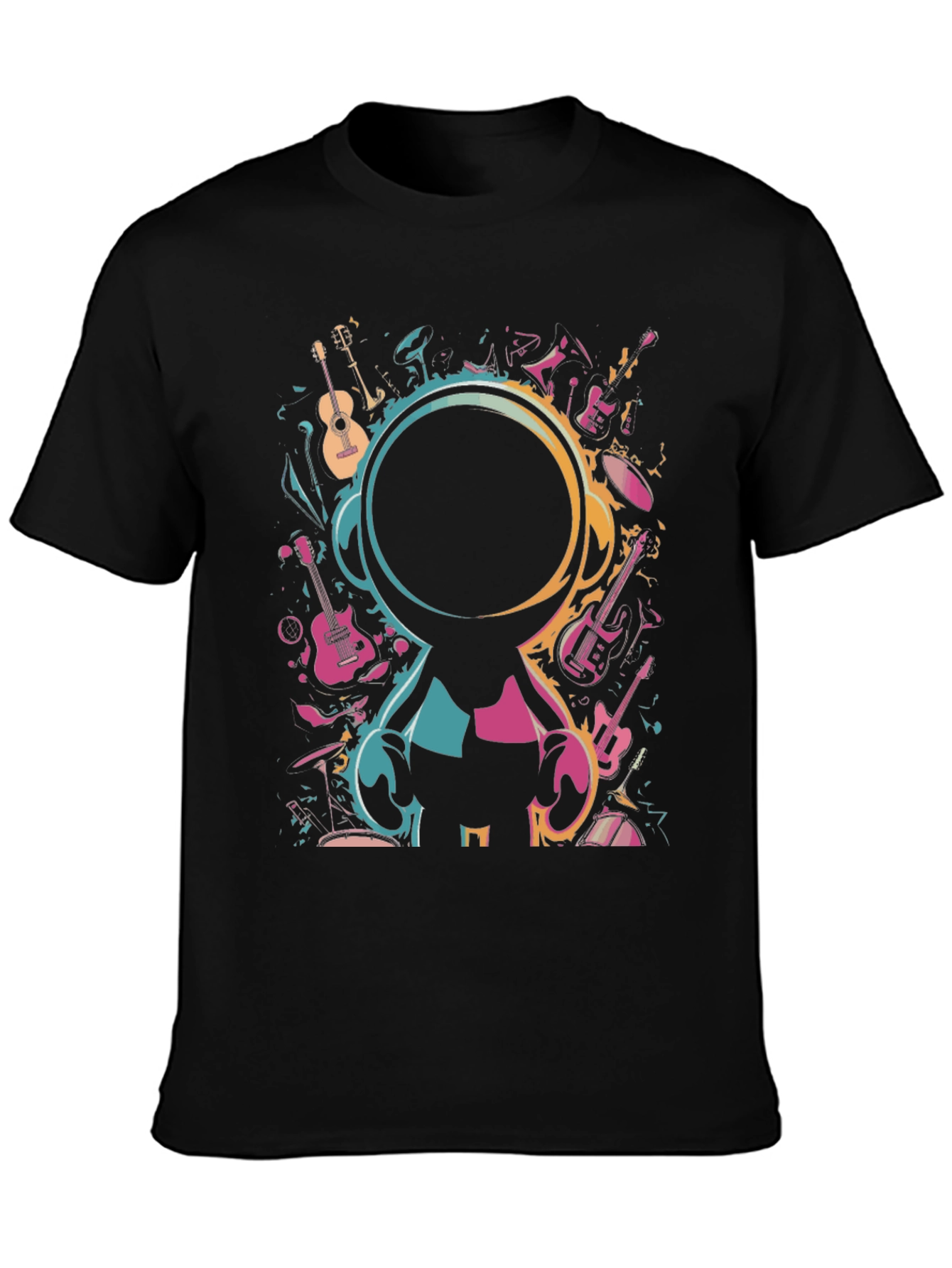 Music Lovers Black Graphic T-Shirt