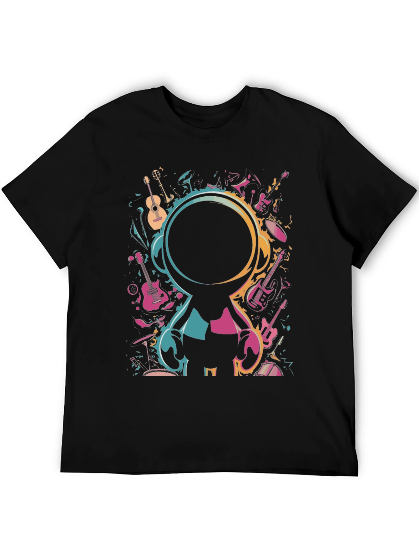 Music Lovers Black Graphic T-Shirt
