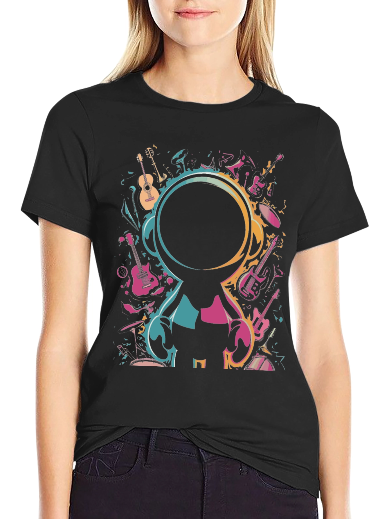 Music Lovers Black Graphic T-Shirt