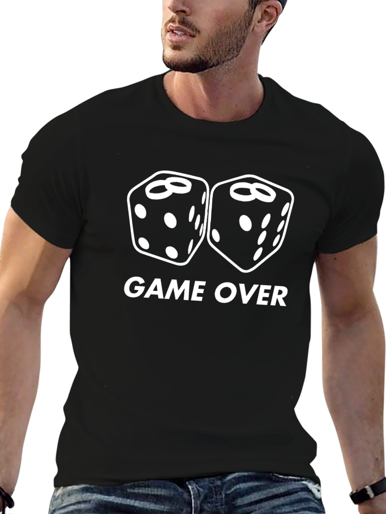Game Over Dice Graphic T-Shirt - Casual Wear