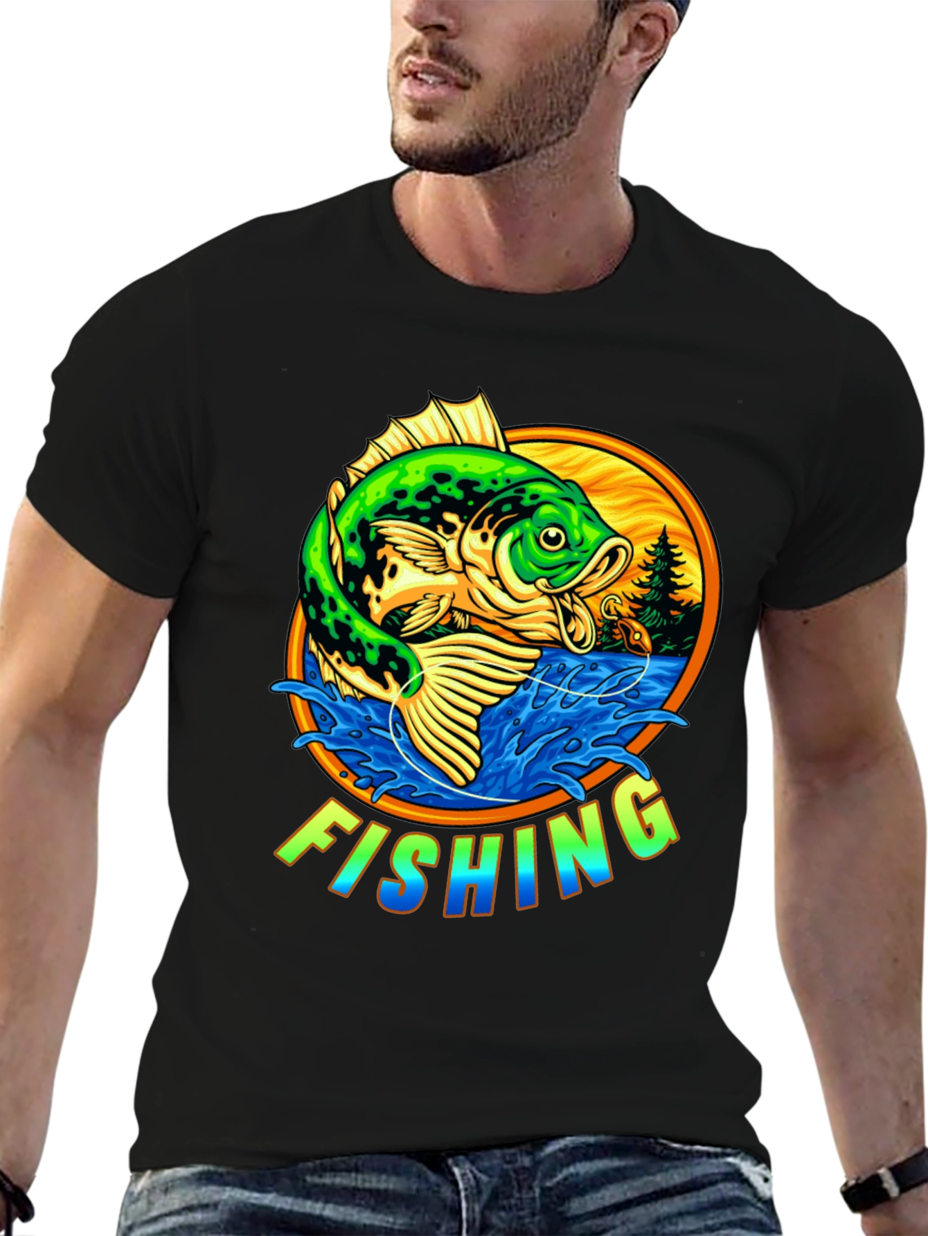 Fishing Graphic Tee - Bass Fish Design