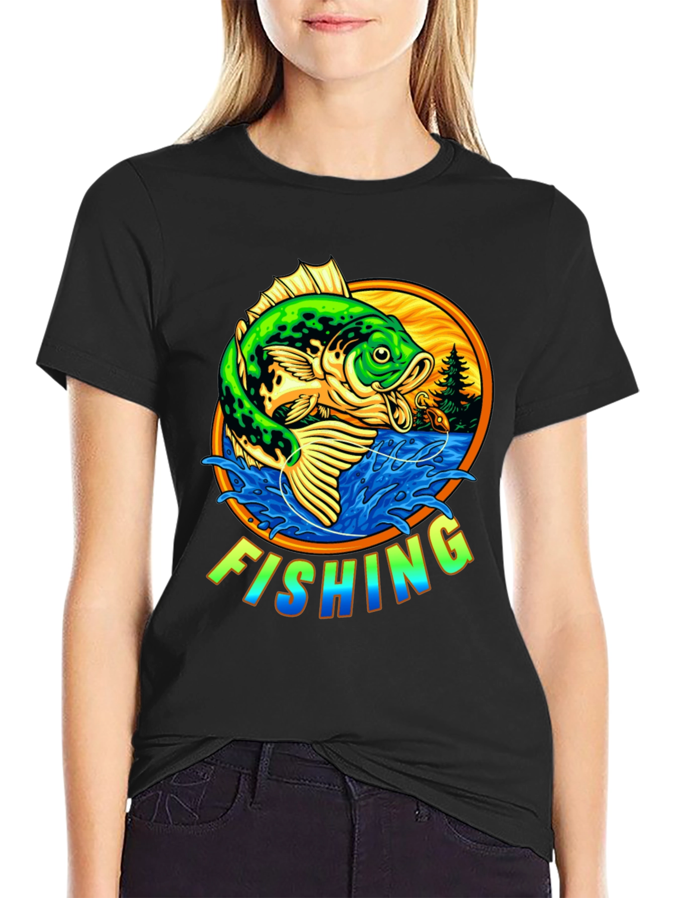 Fishing Graphic Tee - Bass Fish Design