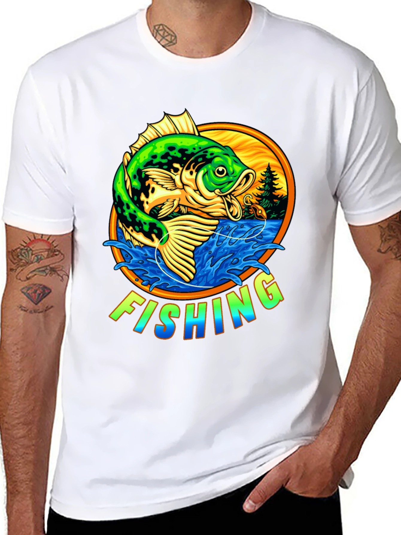Fishing Graphic Tee - Bass Fish Design