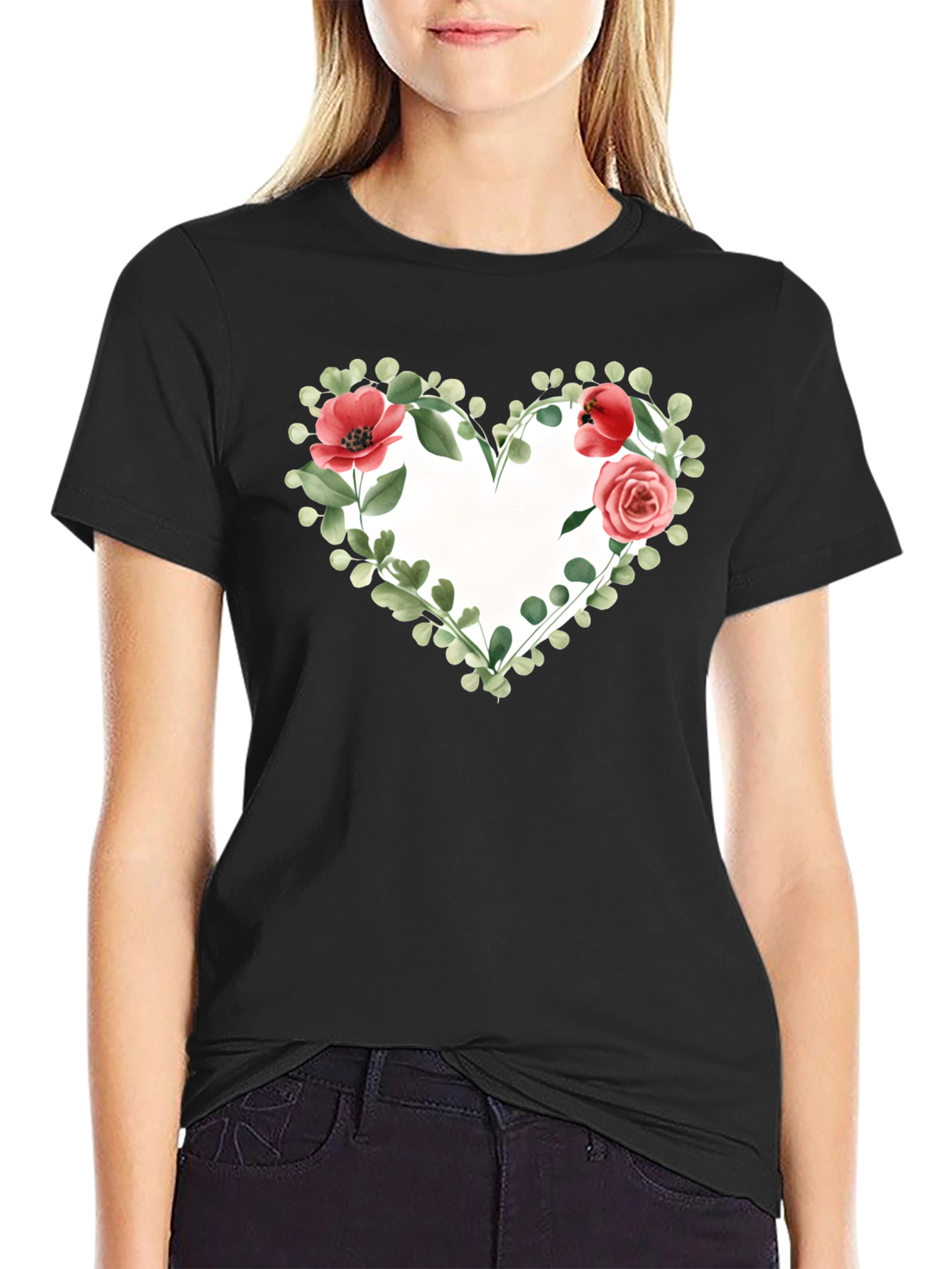 Floral Heart Graphic T-Shirt