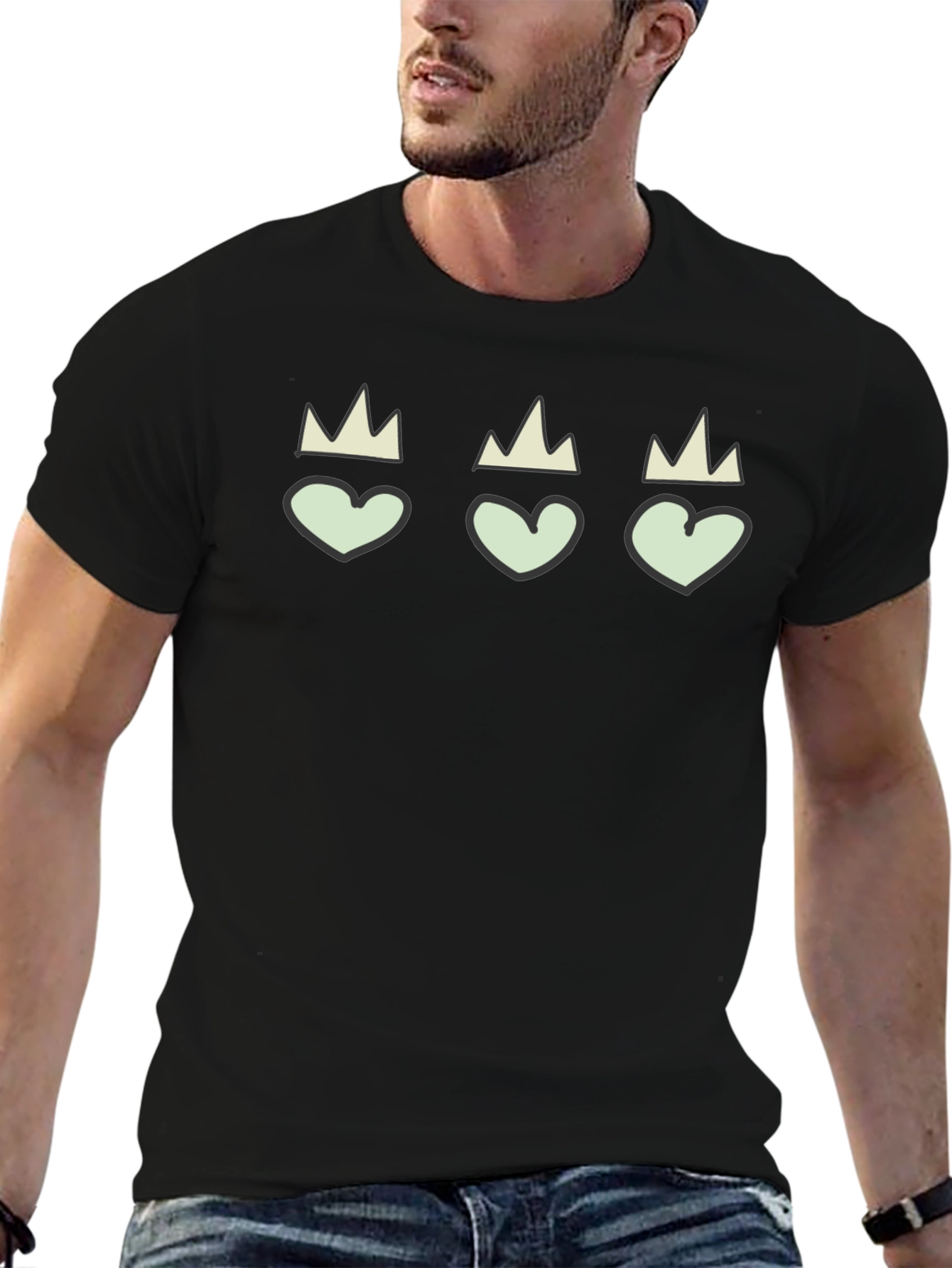 Hearts with Crowns Black Graphic Tee