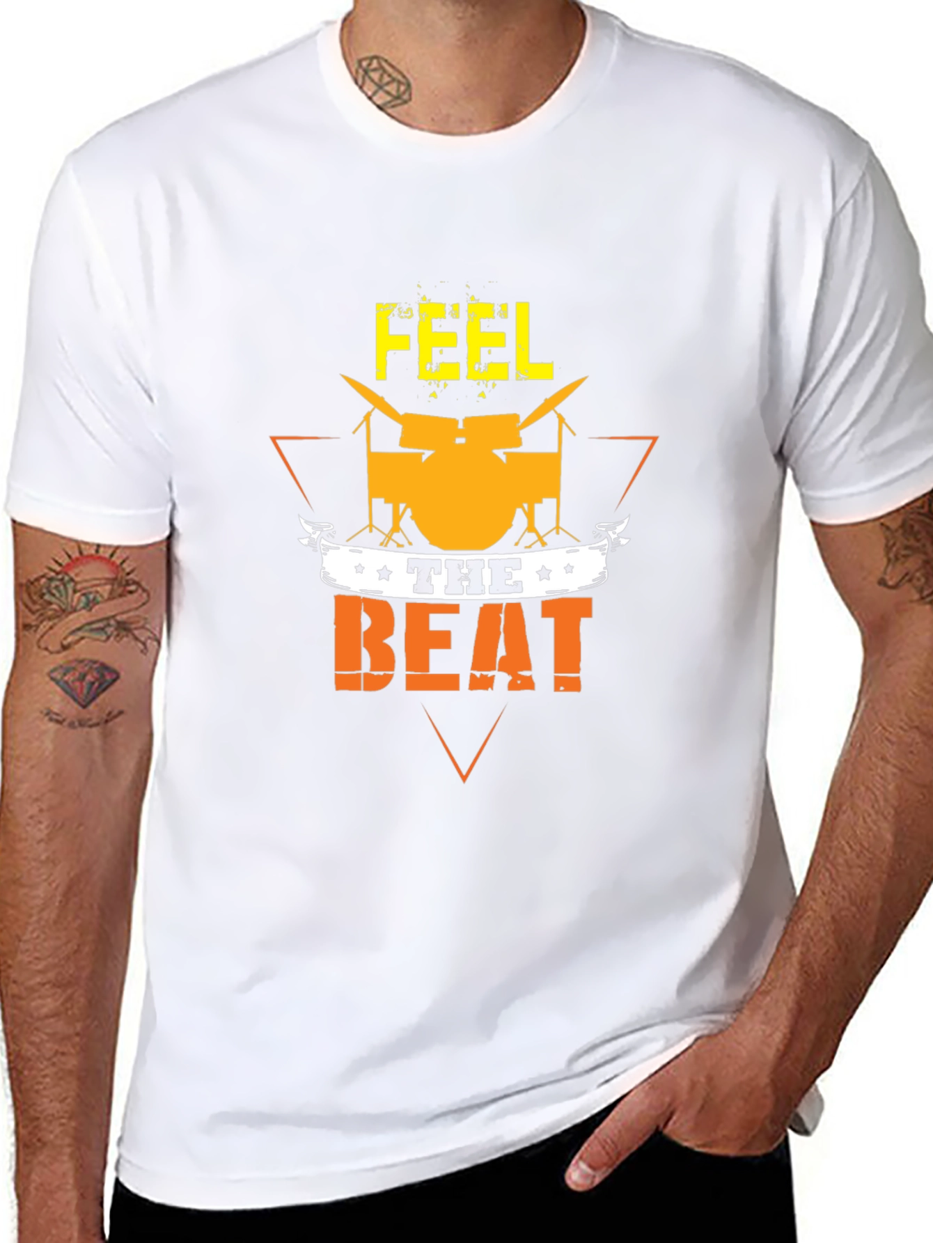 Feel the Beat Graphic T-Shirt - Drummer Tee