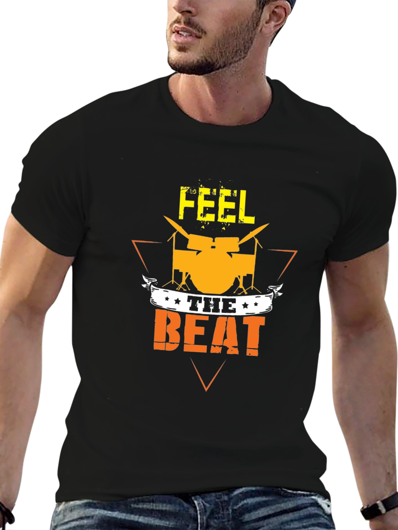 Feel the Beat Graphic T-Shirt - Drummer Tee