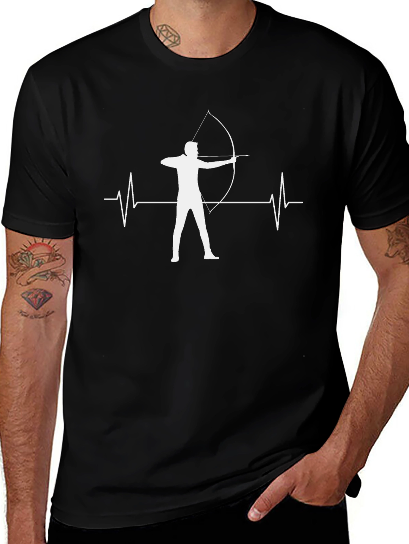 Archer Heartbeat Graphic Tee - Black Cotton T-Shirt