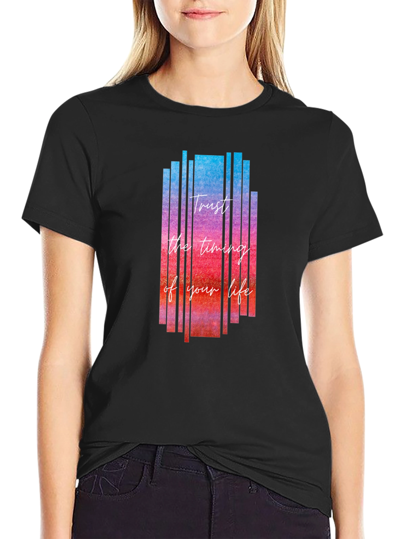 Trust the Timing of Your Life Black Tee