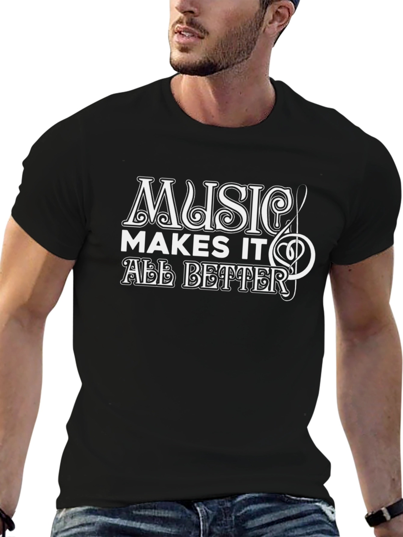 Music Makes It All Better Black Graphic Tee