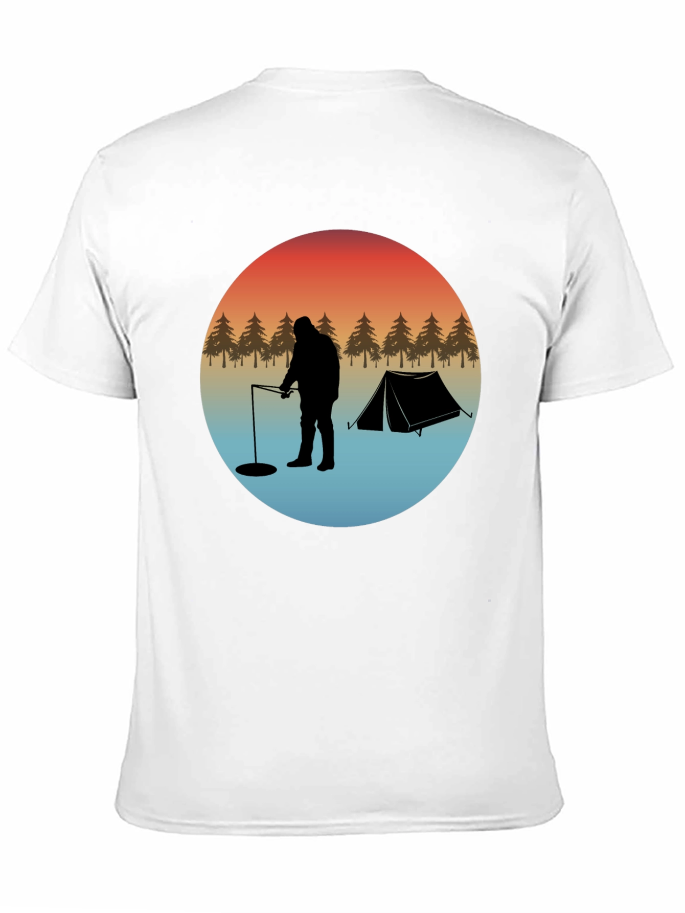 Ice Fishing Silhouette Graphic T-Shirt