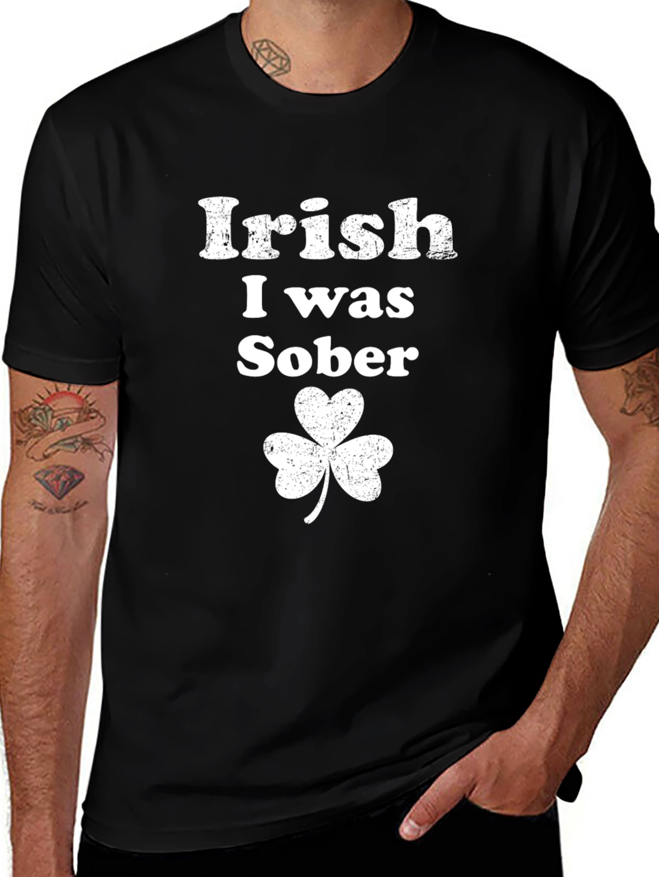 Irish I Was Sober Shamrock T-Shirt