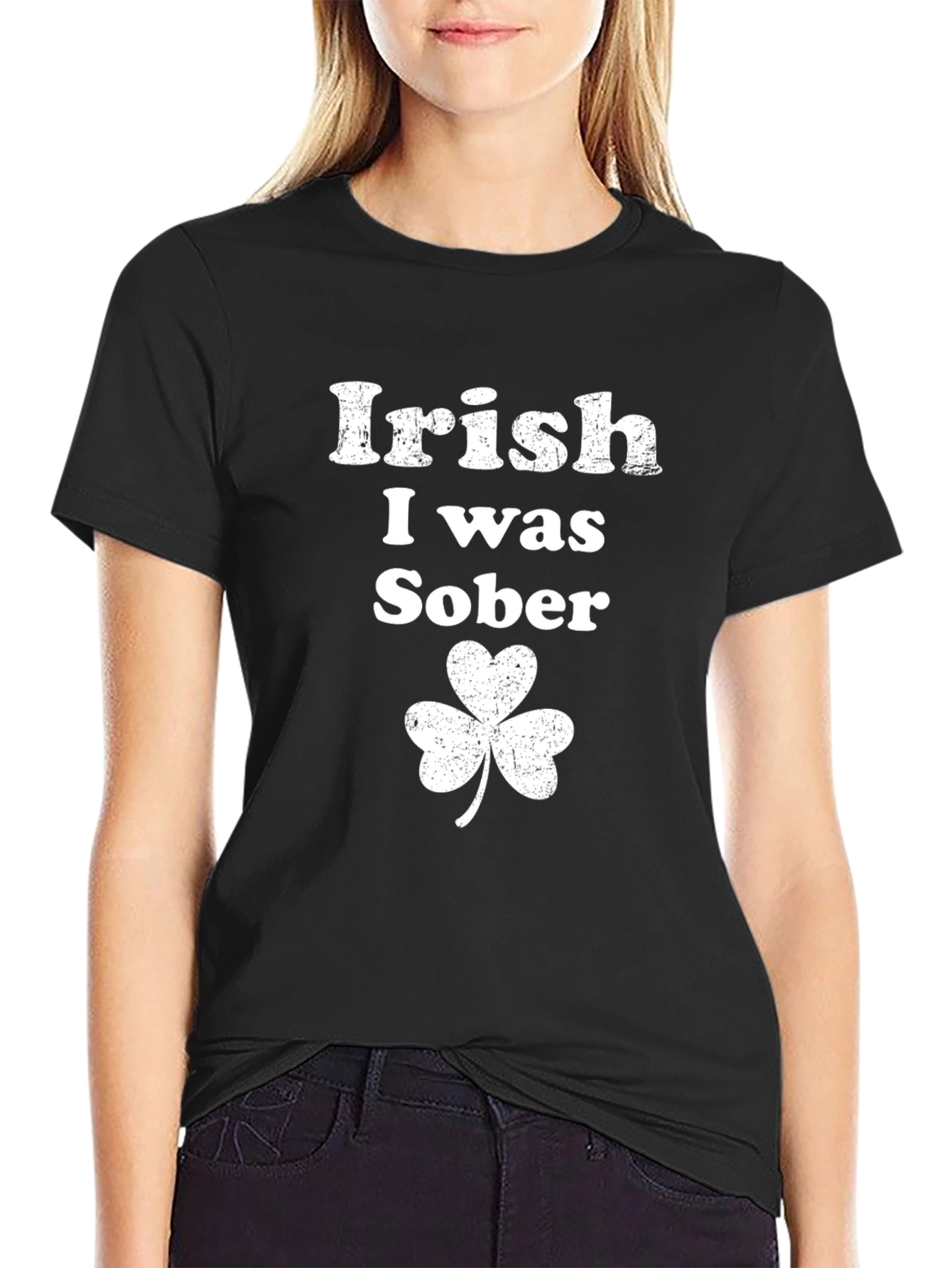 Irish I Was Sober Shamrock T-Shirt