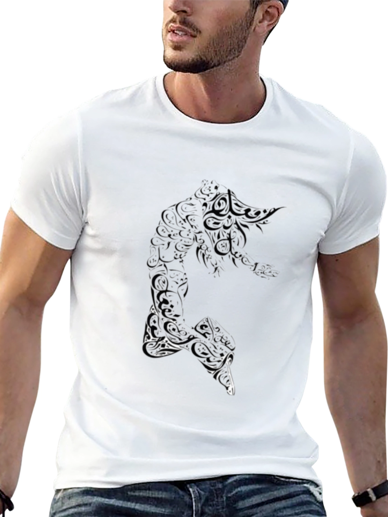 Mens Black Graphic Print T-Shirt