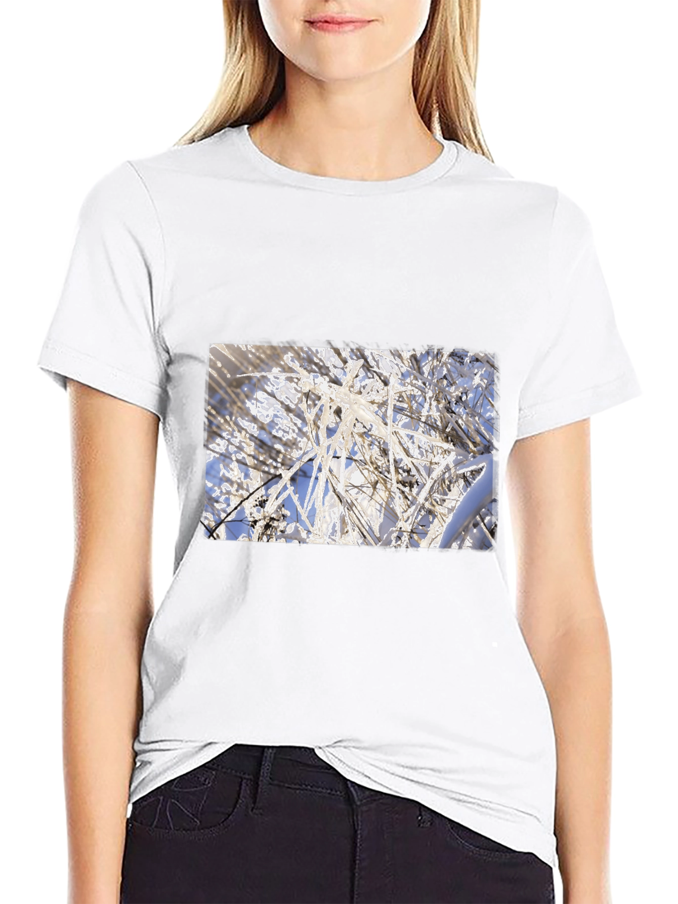 Winter Frost Graphic Tee - Soft Cotton Blend Black