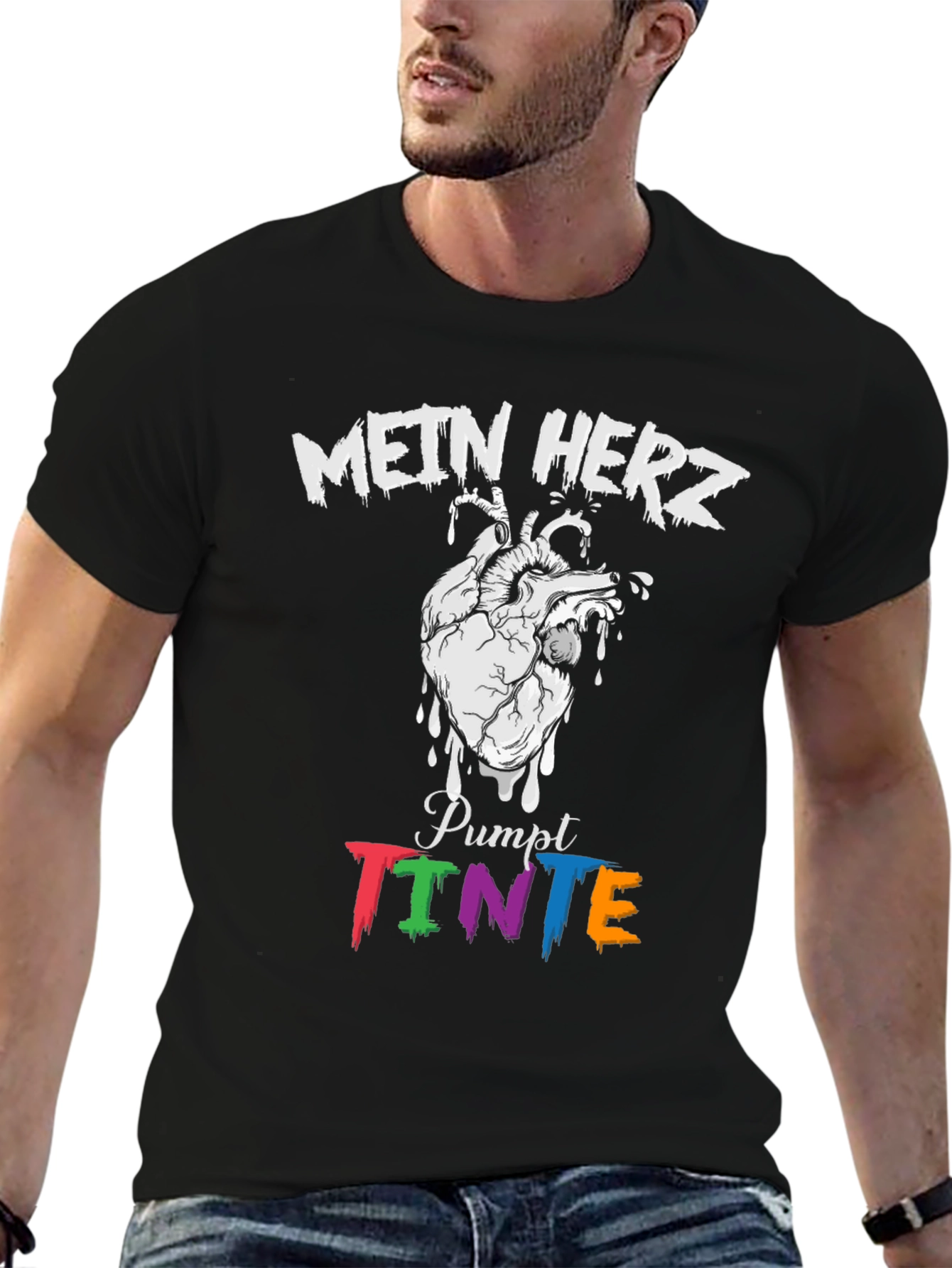 Mein Herz Pumpt Tinte Black Graphic Tee