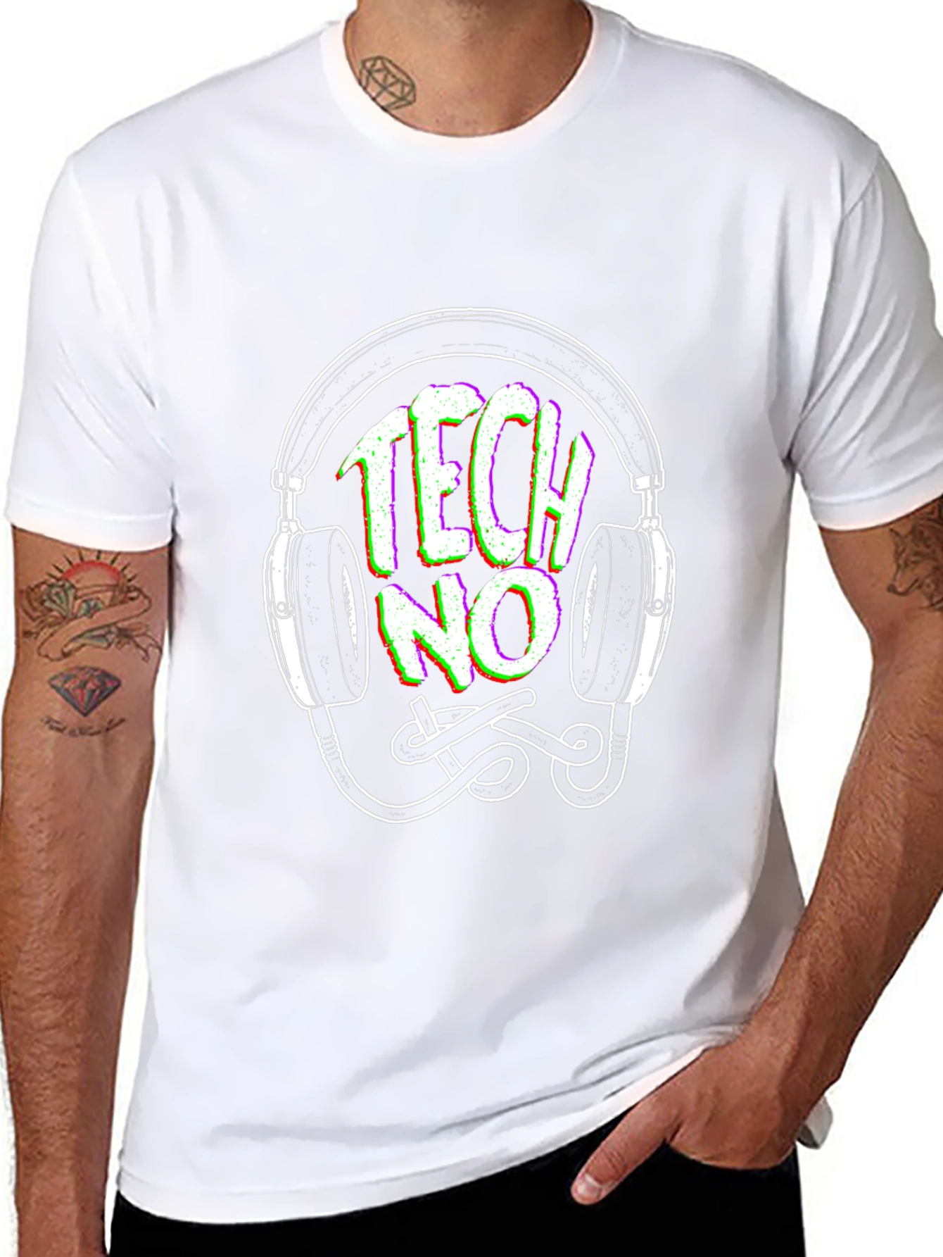 Techno Headphones Graphic Tee
