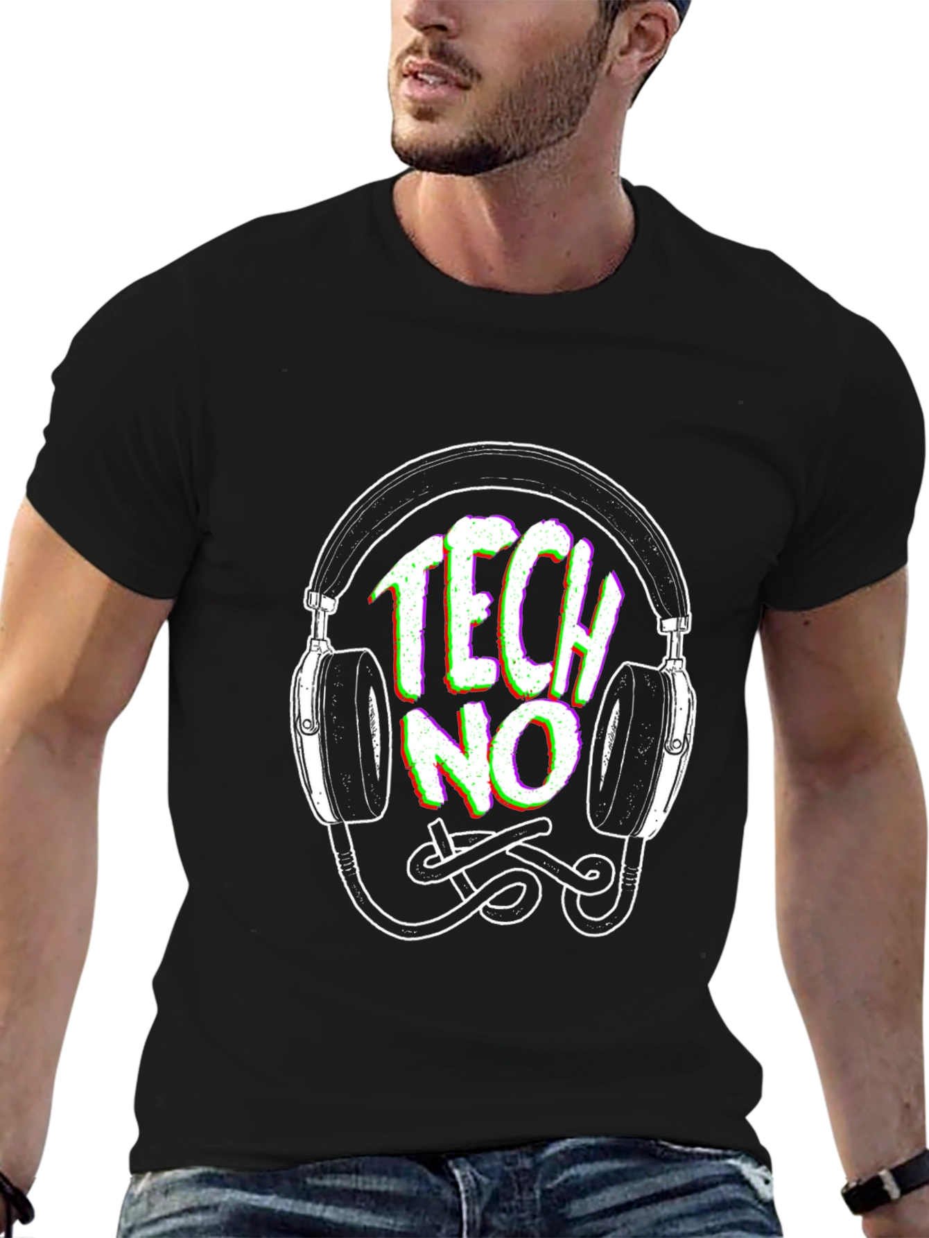 Techno Headphones Graphic Tee