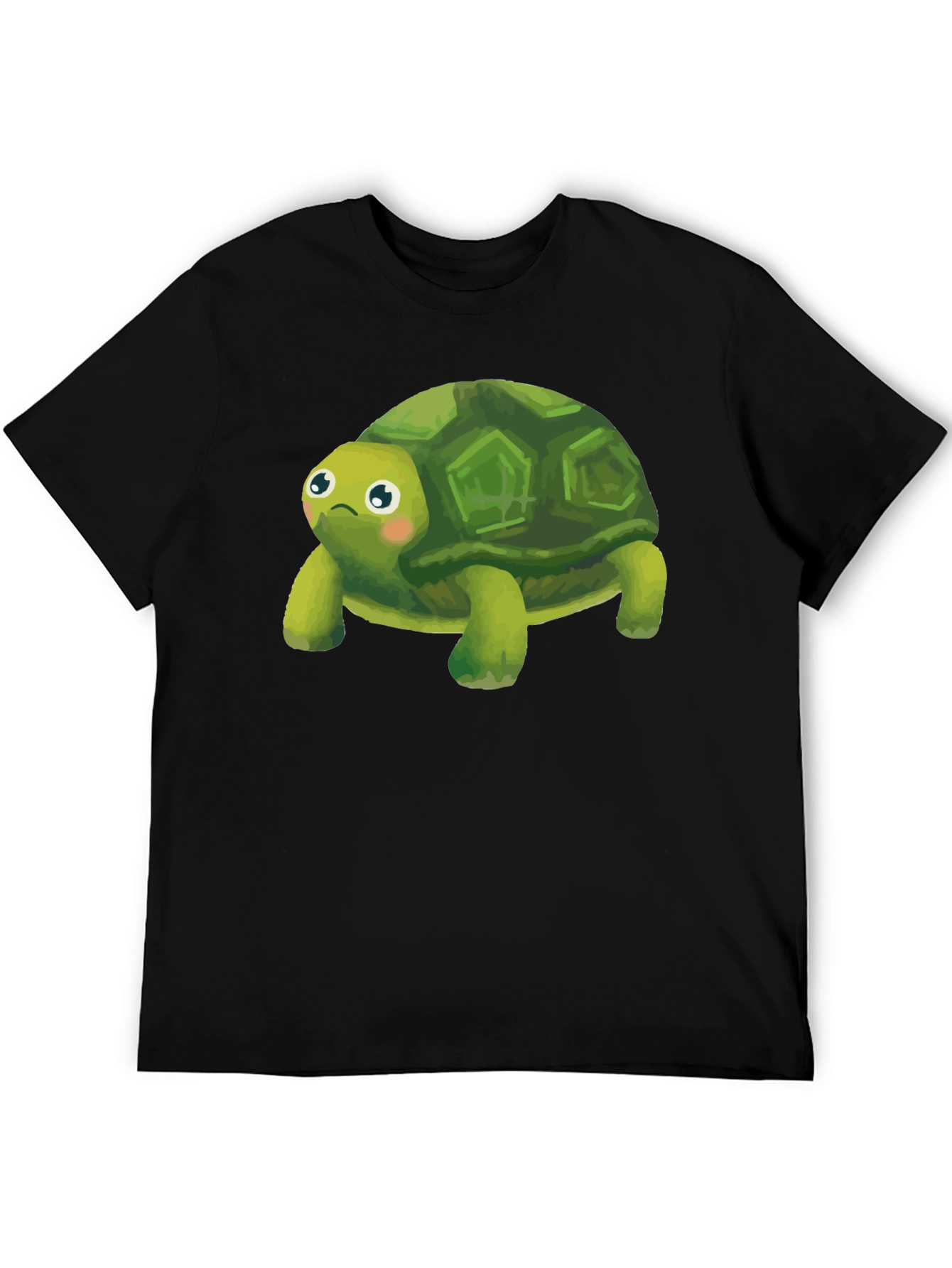Cute Turtle Graphic Tee - Black Cotton Blend Shirt