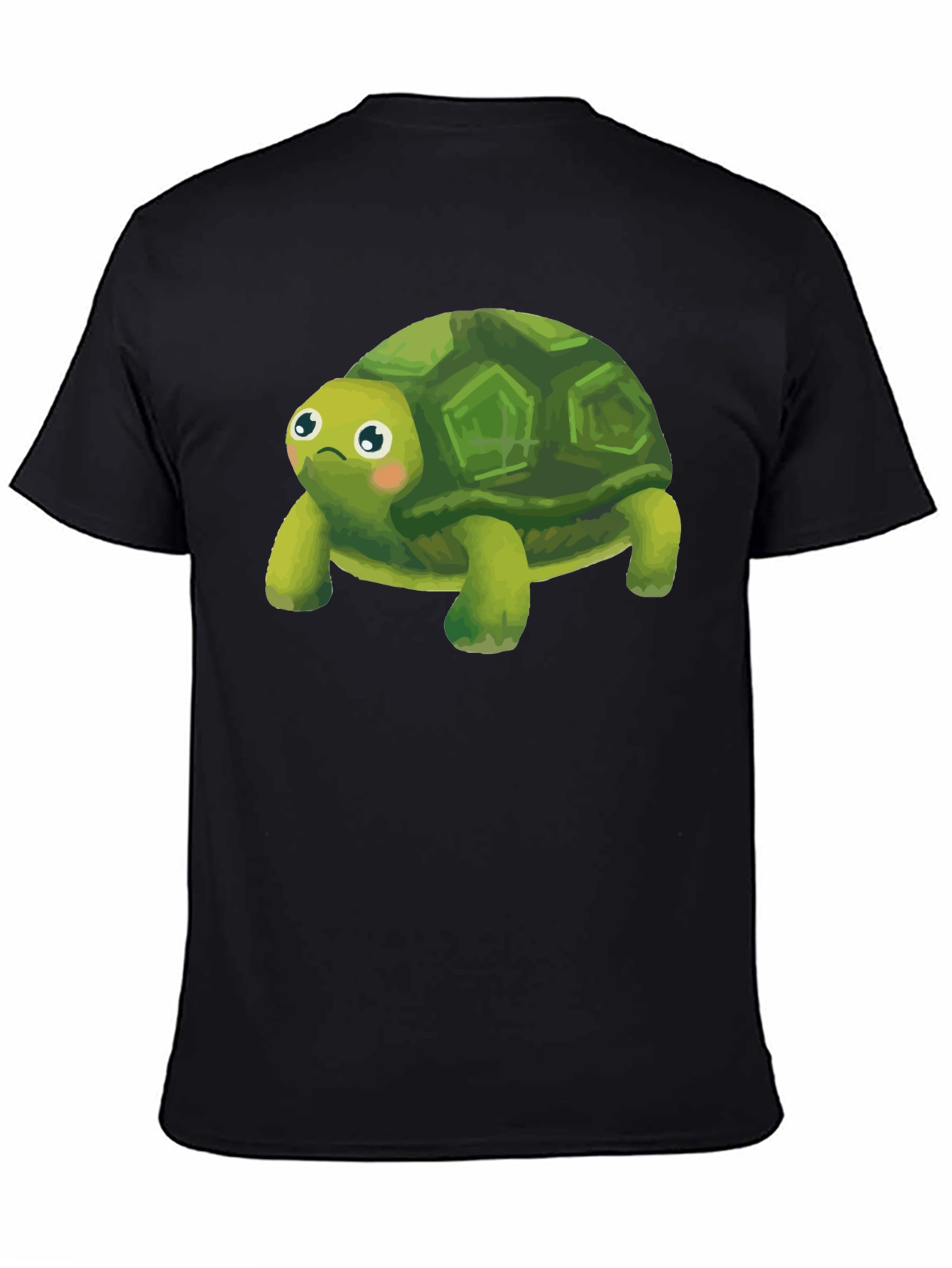 Cute Turtle Graphic Tee - Black Cotton Blend Shirt