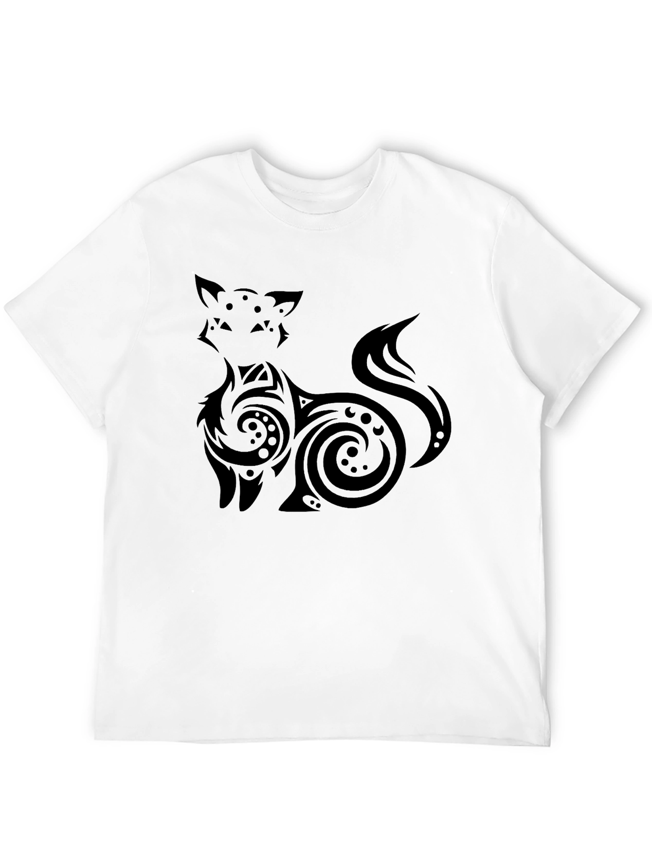Tribal Fox Graphic Black T-Shirt