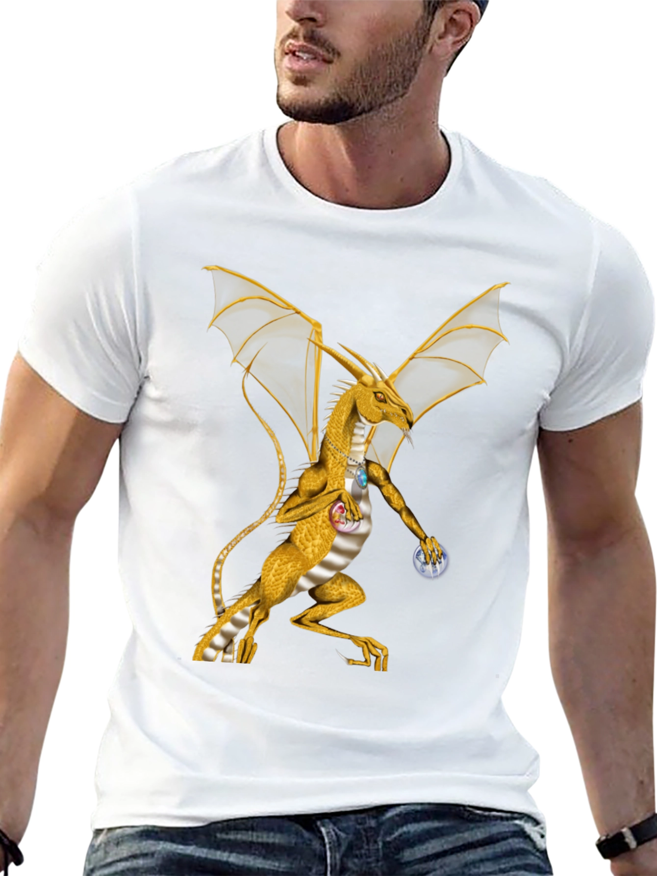 Dragon Graphic Tee - Black Cotton Blend Shirt