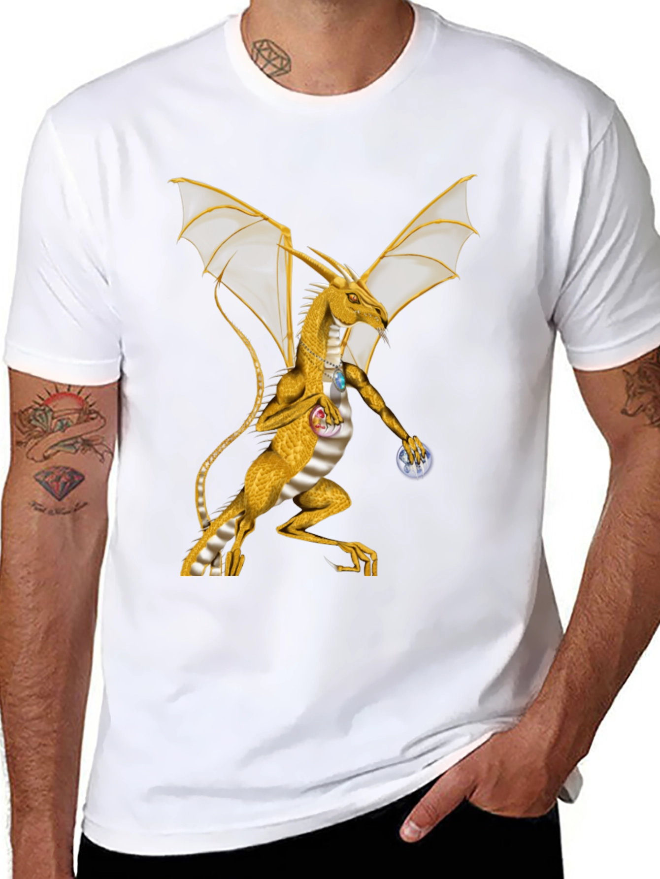 Dragon Graphic Tee - Black Cotton Blend Shirt