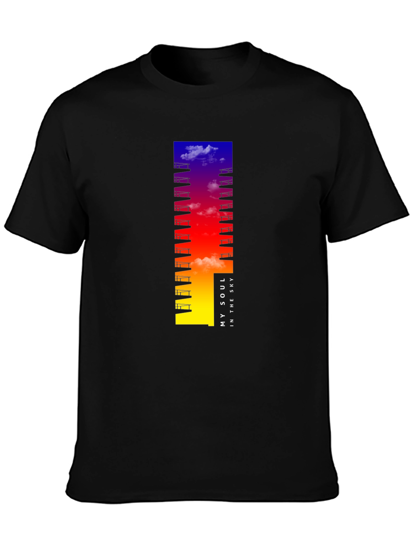 My Soul in the Sky Black Graphic T-Shirt
