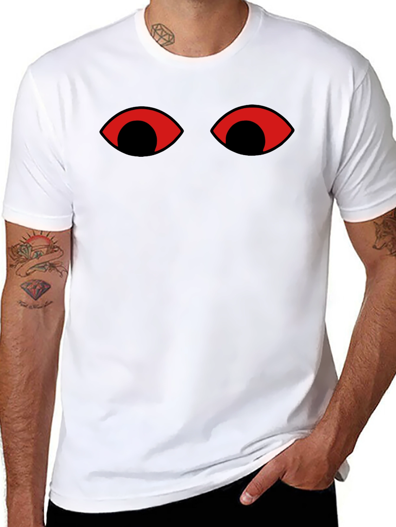 Mysterious Eyes Graphic Tee - Black Cotton T-Shirt