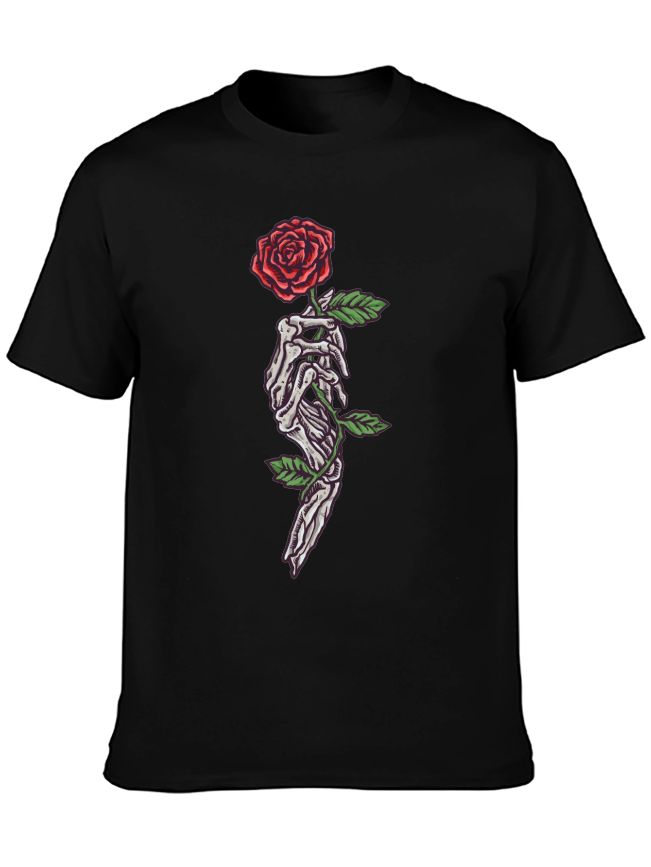 Skeleton Hand Rose Graphic T-Shirt