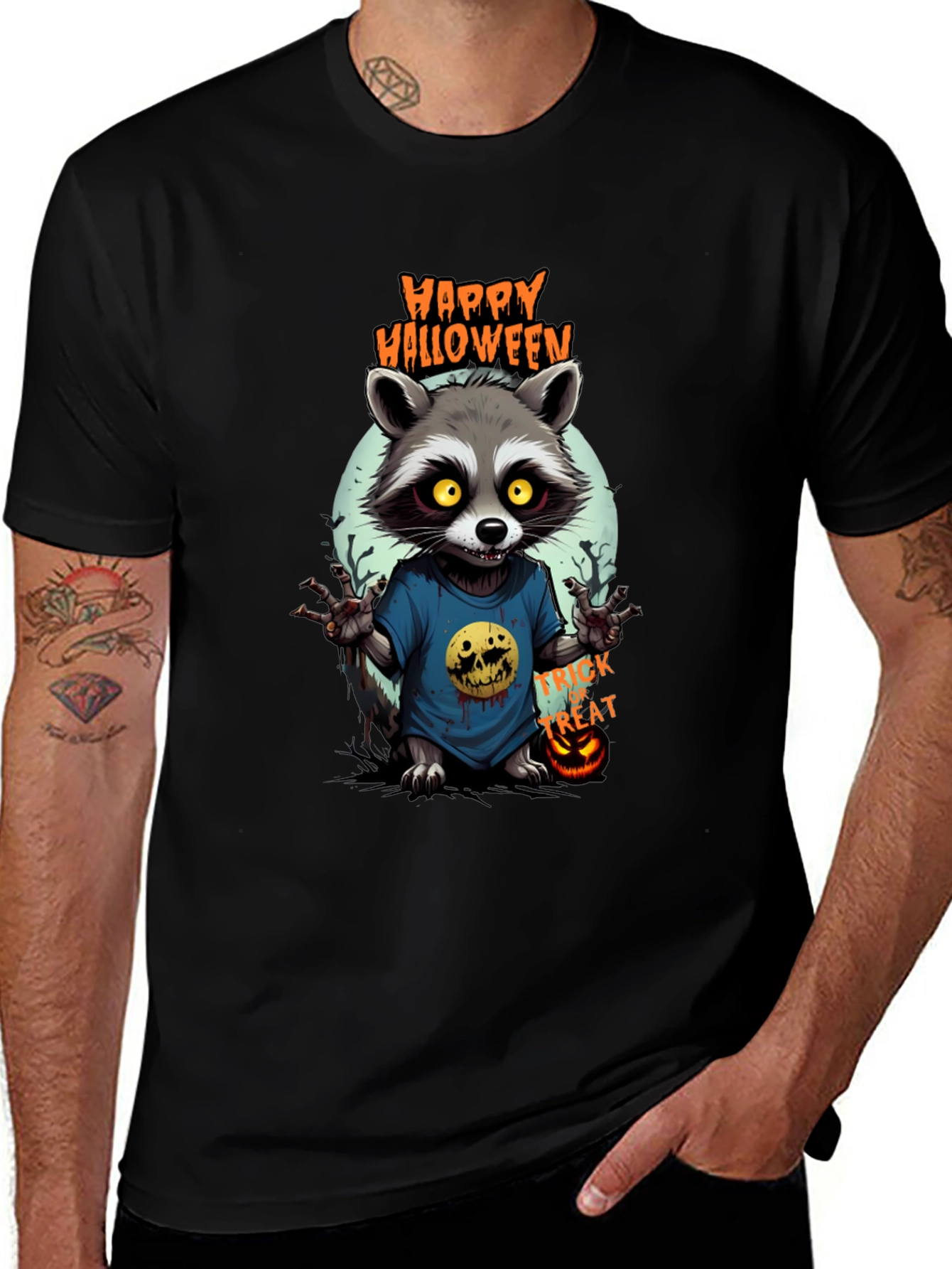 Happy Halloween Raccoon Graphic Tee
