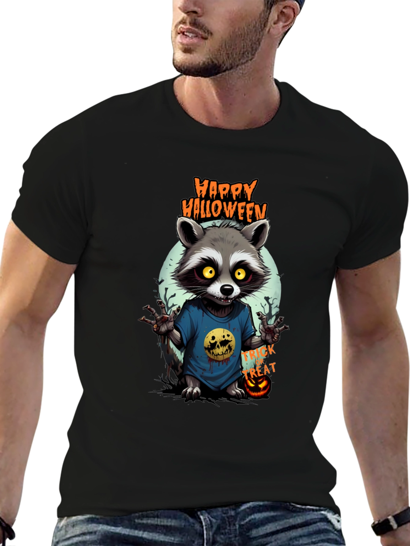 Happy Halloween Raccoon Graphic Tee