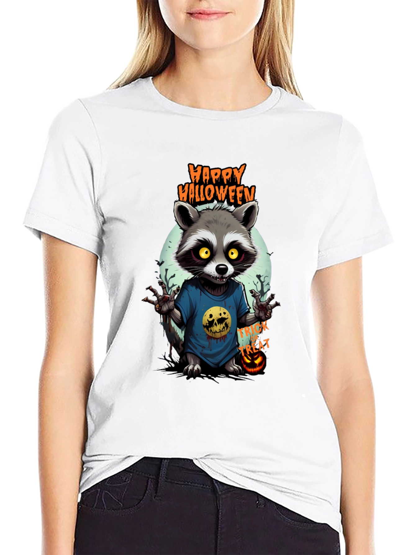 Happy Halloween Raccoon Graphic Tee