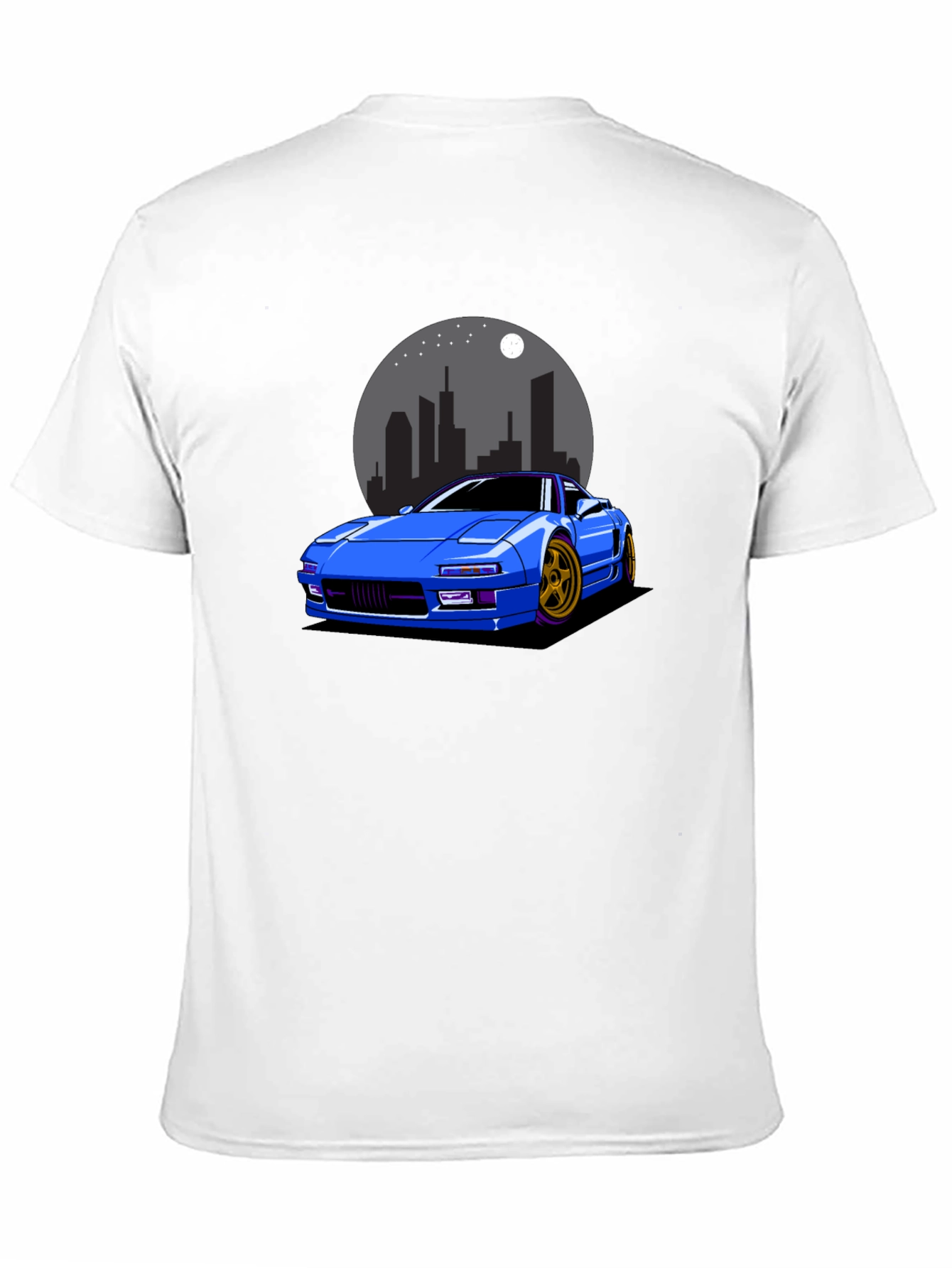 Blue Car Graphic Black T-Shirt