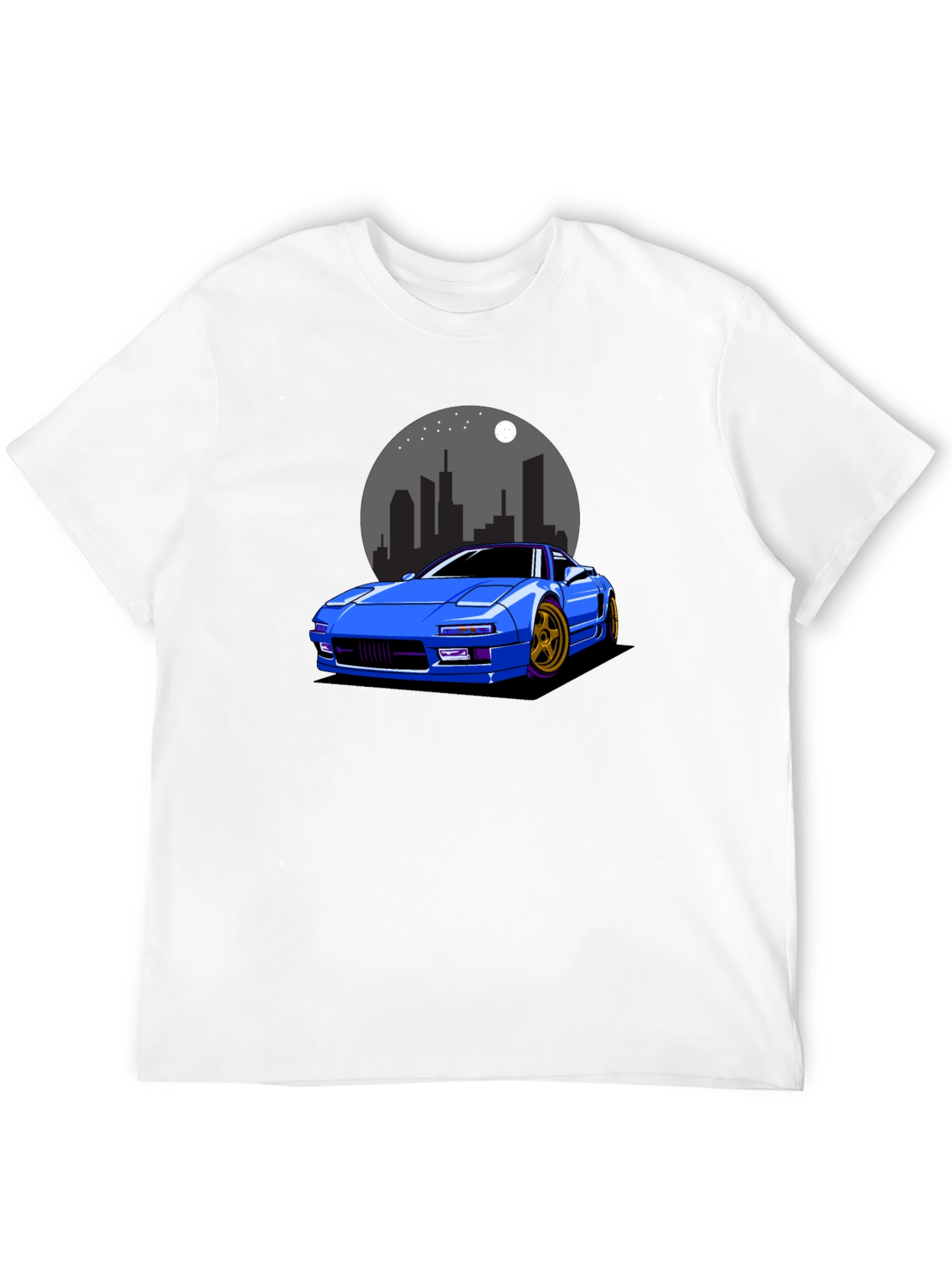 Blue Car Graphic Black T-Shirt