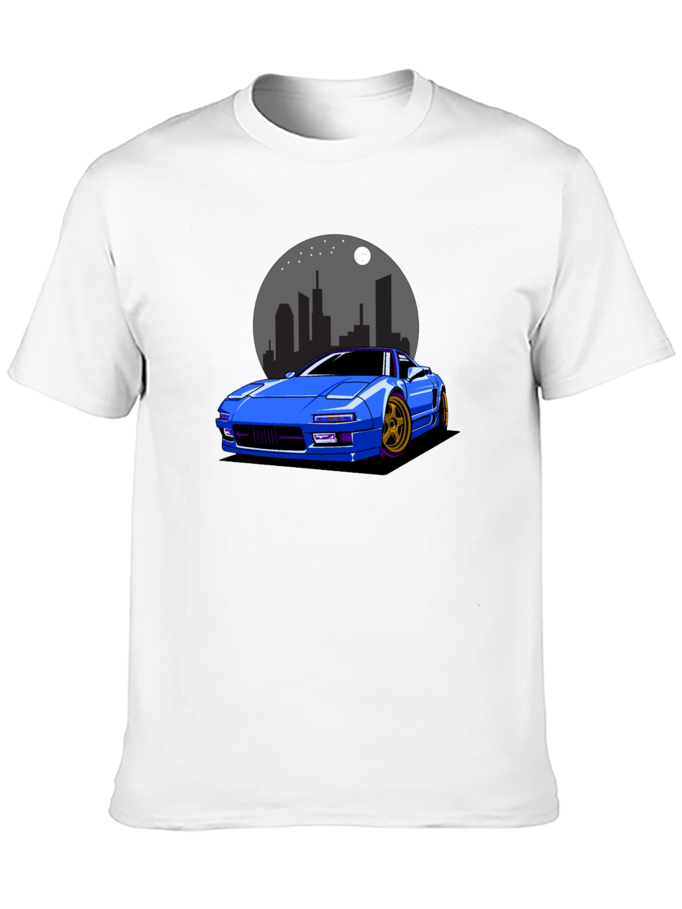 Blue Car Graphic Black T-Shirt